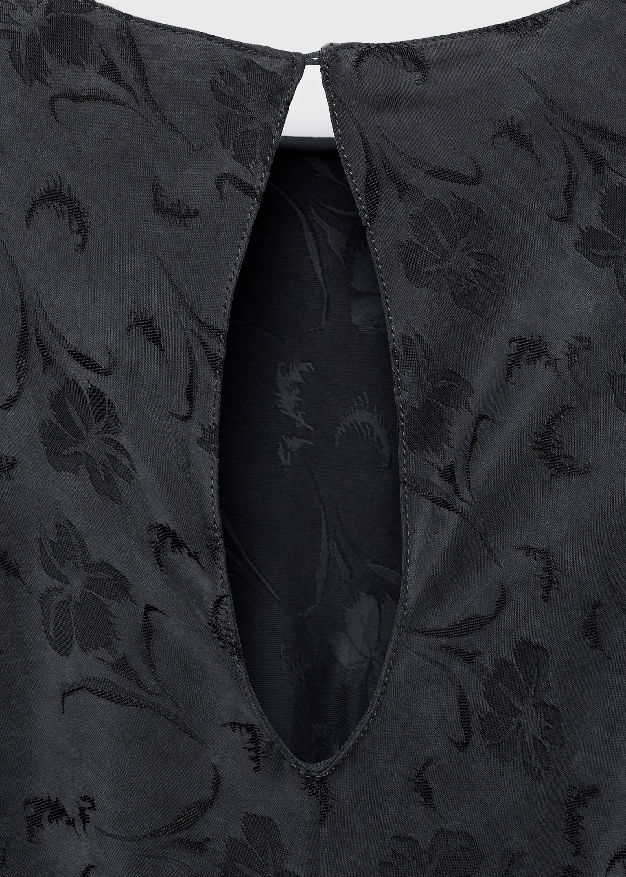 Атласное платье из жаккарда с цветами - Деталь изделия 8, Угольно-серый. Ref: 17014084-00.