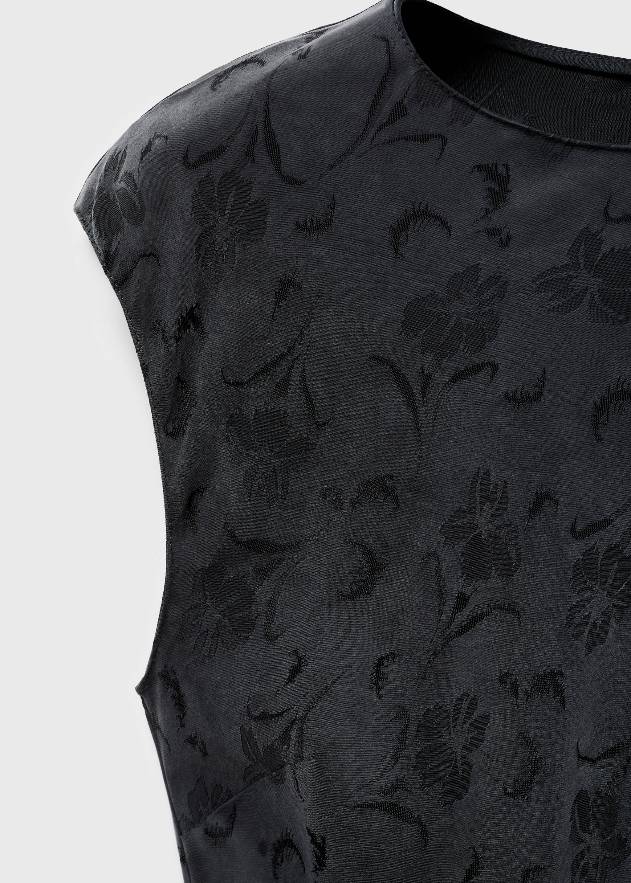 Satin floral jacquard dress - Details of the article 0