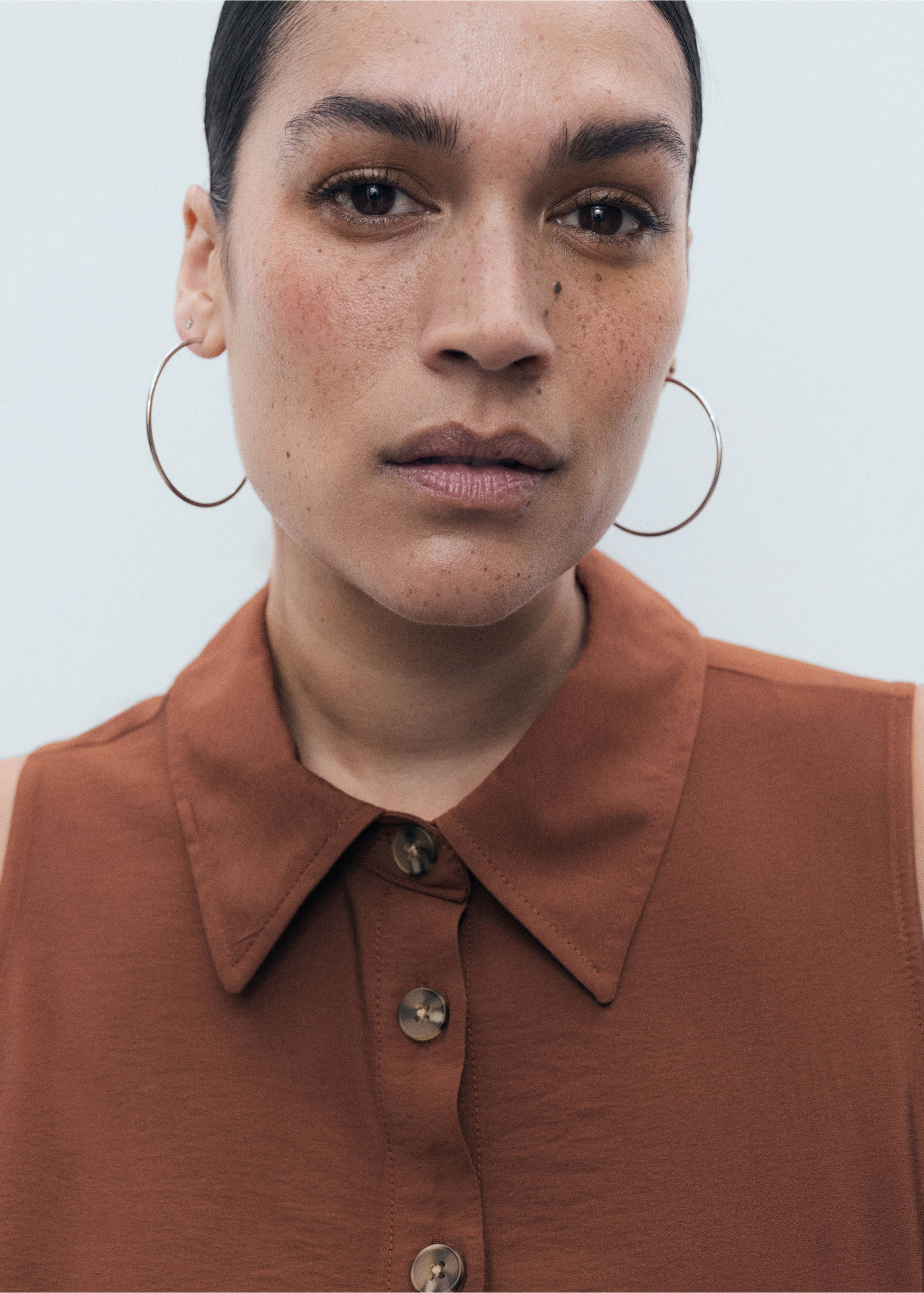 Robe chemisier ceinture - Détail de l'article 4, Marron. Ref: 17014085-00.