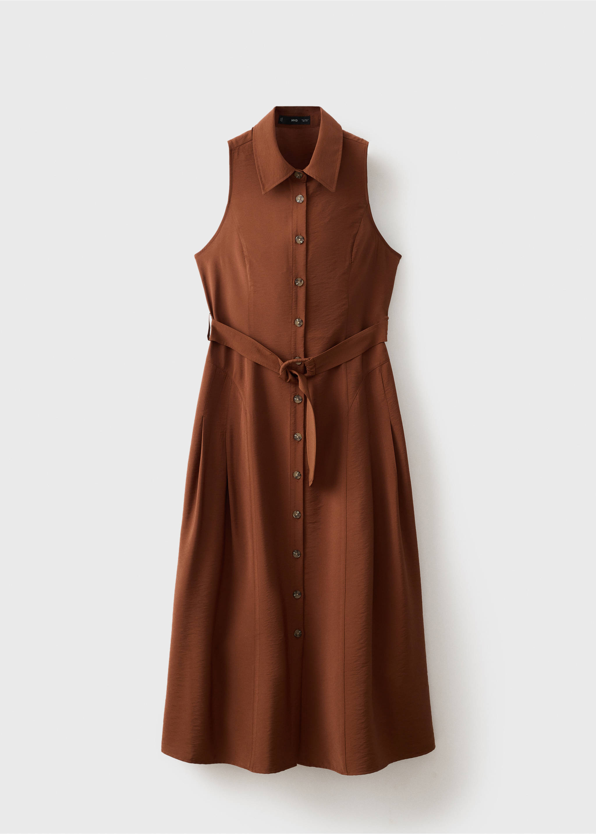 Robe chemisier ceinture - Article sans modèle, Marron. Ref: 17014085-00.