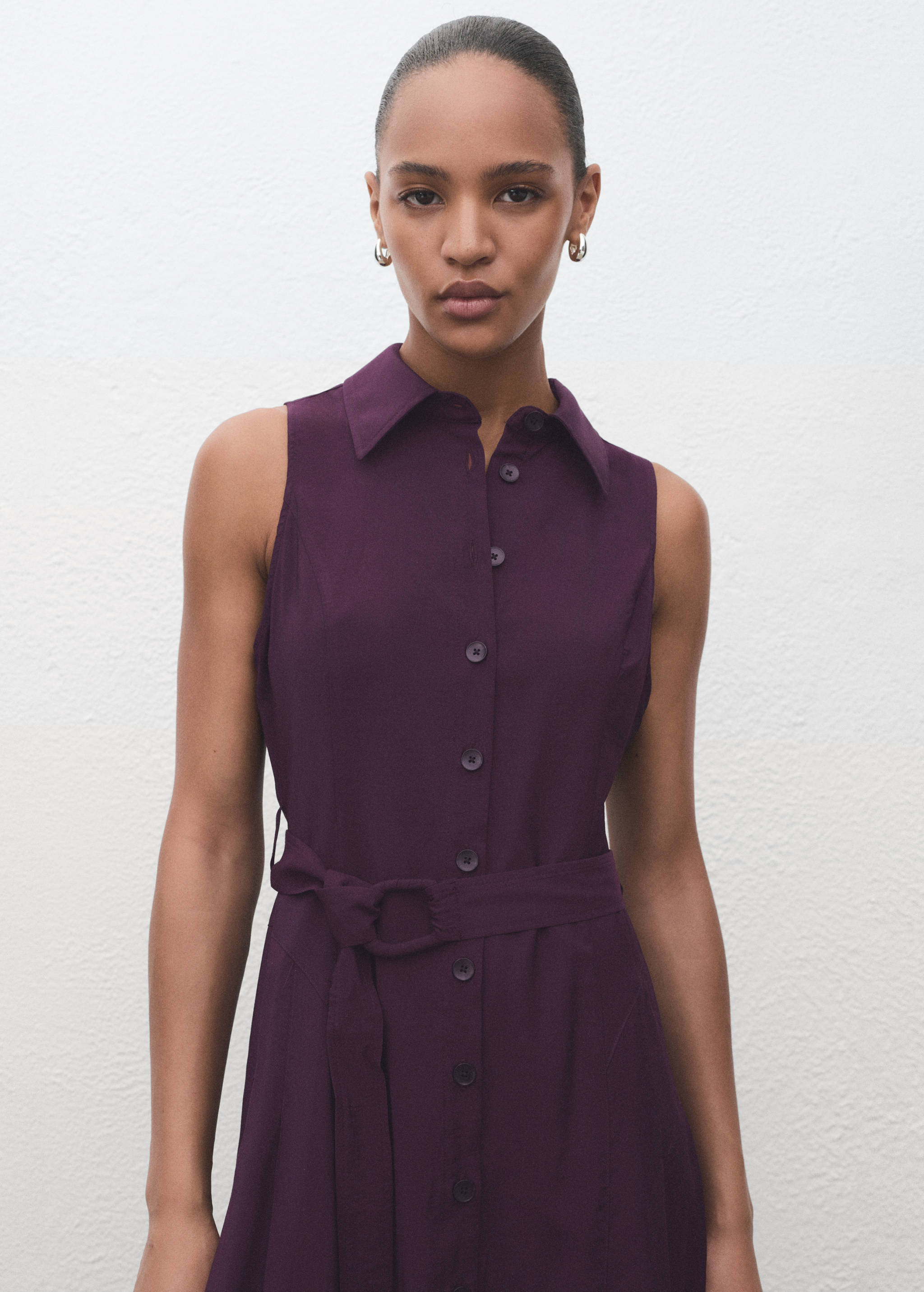 Robe chemisier ceinture - Plan moyen