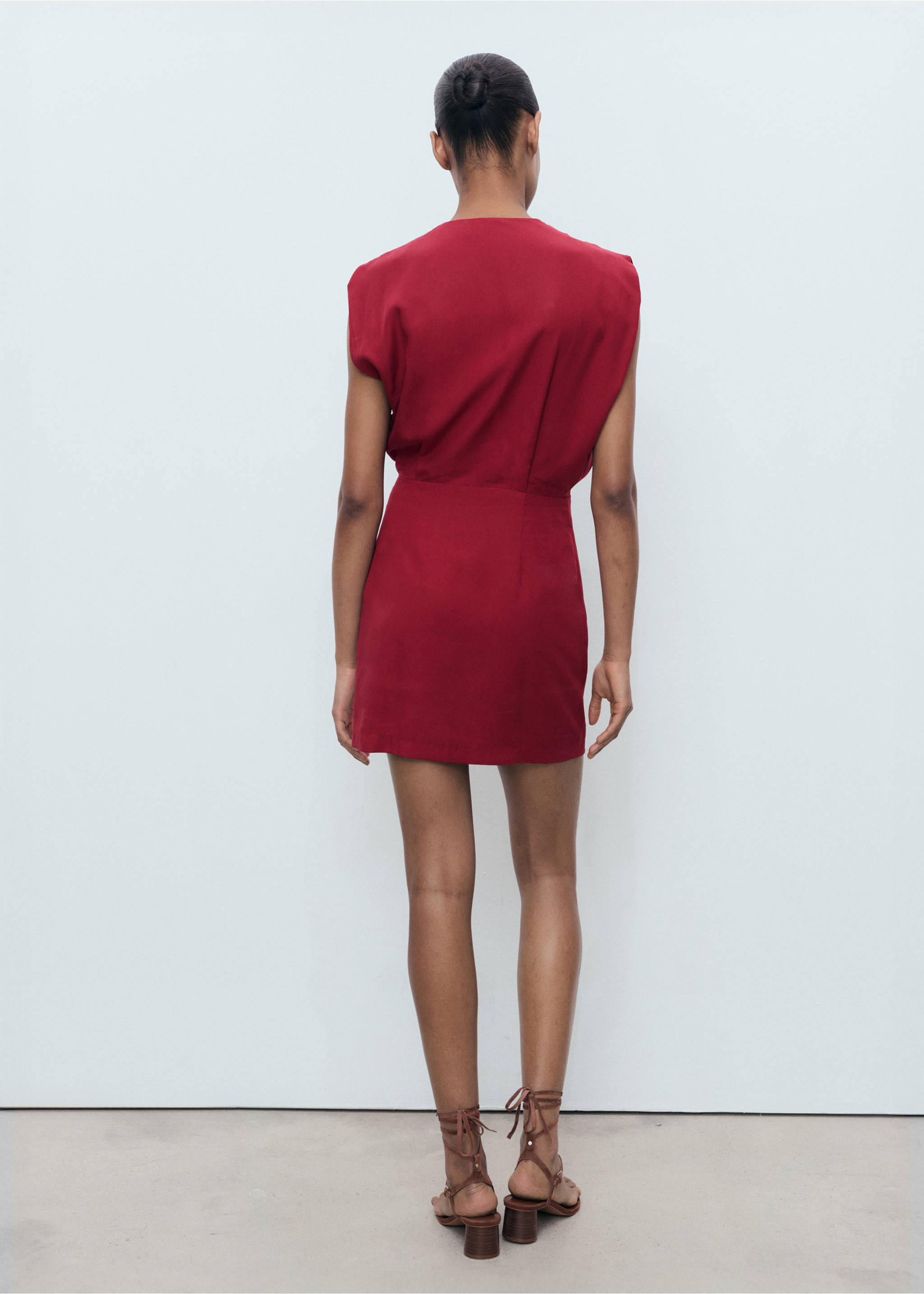 Lyocell wrap dress - Reverse of the article, Maroon. Ref: 17014086-00.