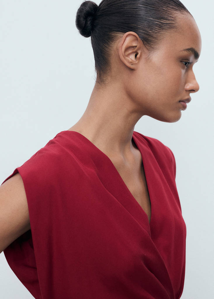 Lyocell wrap dress — Maroon