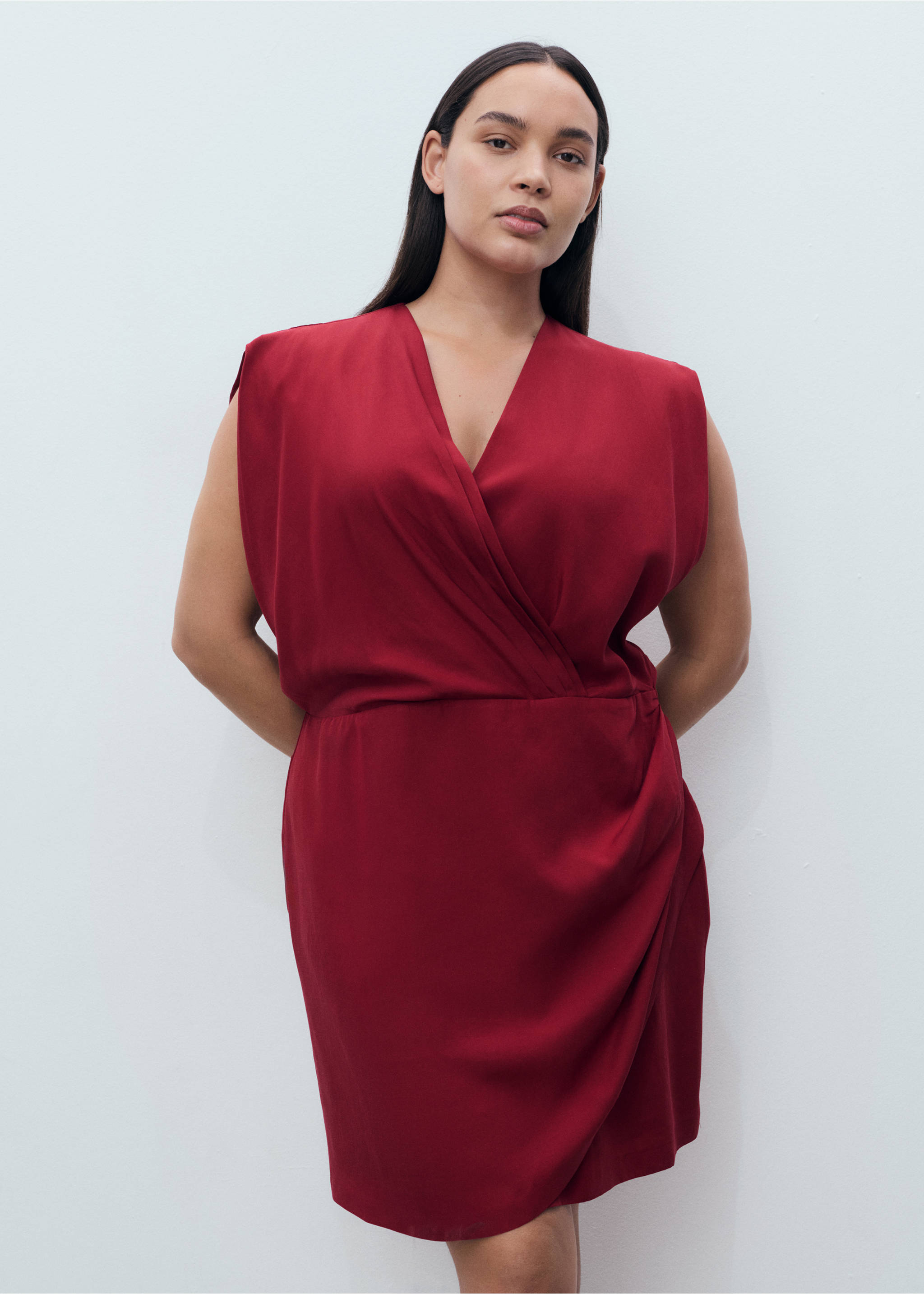 Lyocell wrap dress - Details of the article 5, Maroon. Ref: 17014086-00.