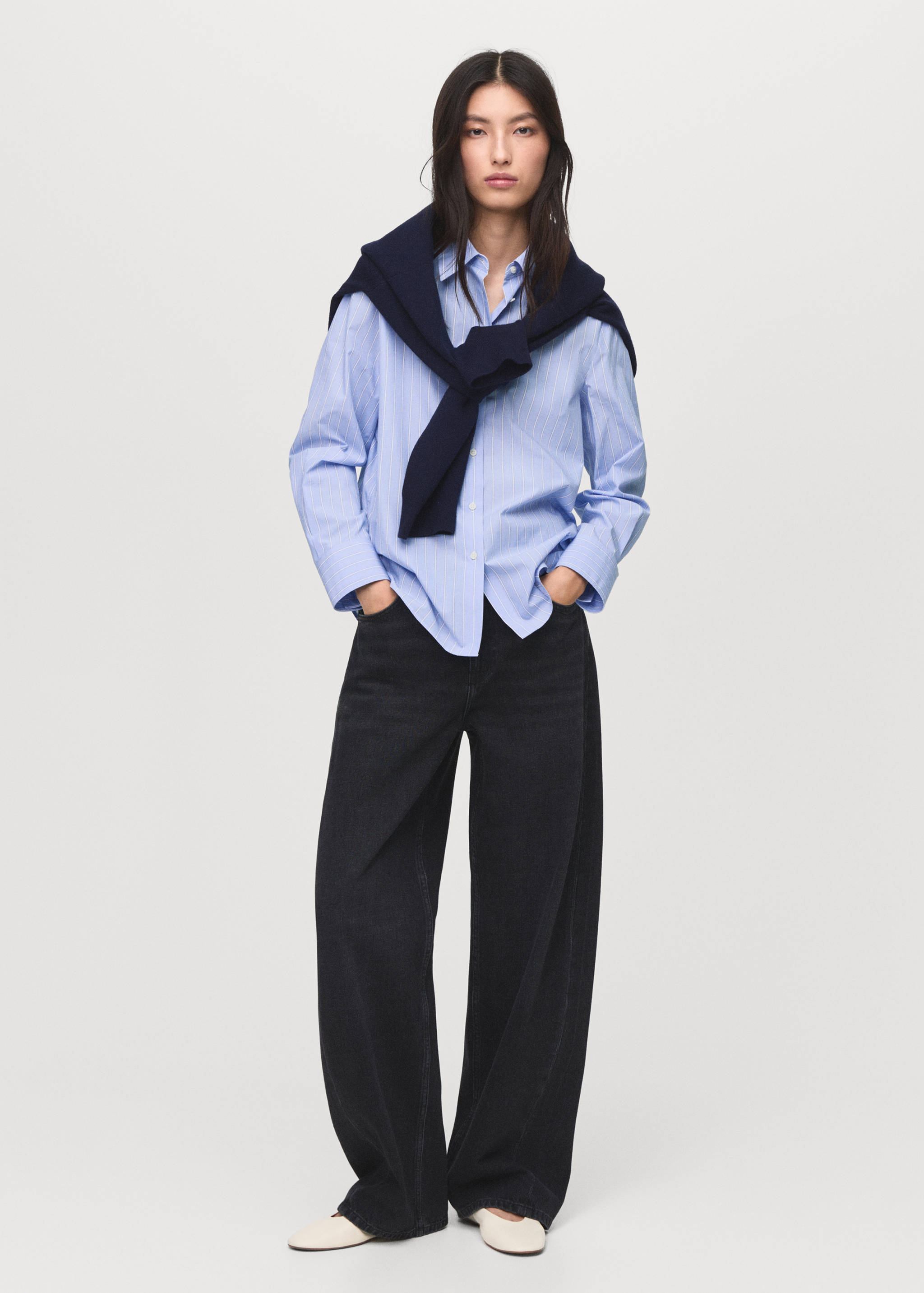 Chemise droite mélange coton et lyocell - Plan général