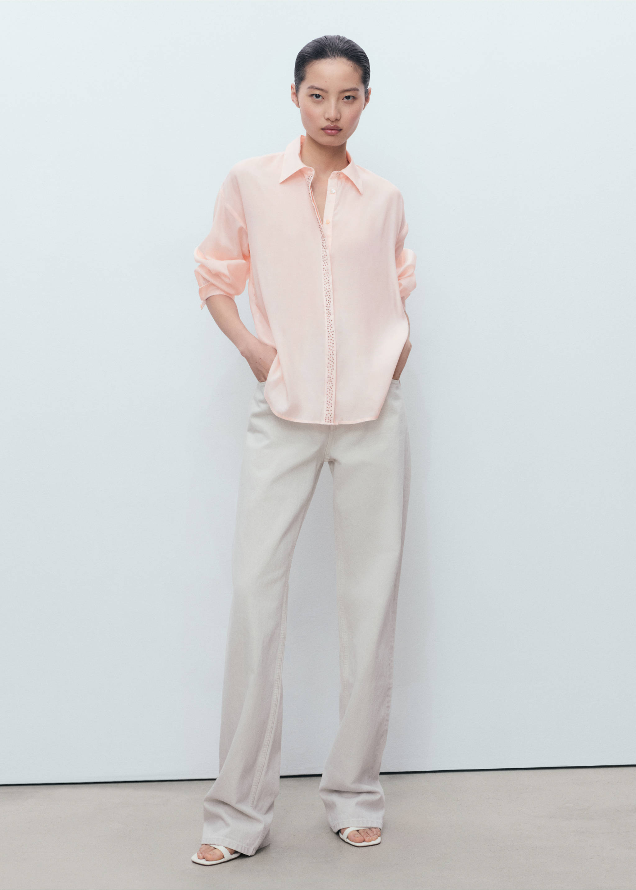 Chemise modale strass - Plan général, Rose pastel. Ref: 17014089-00.