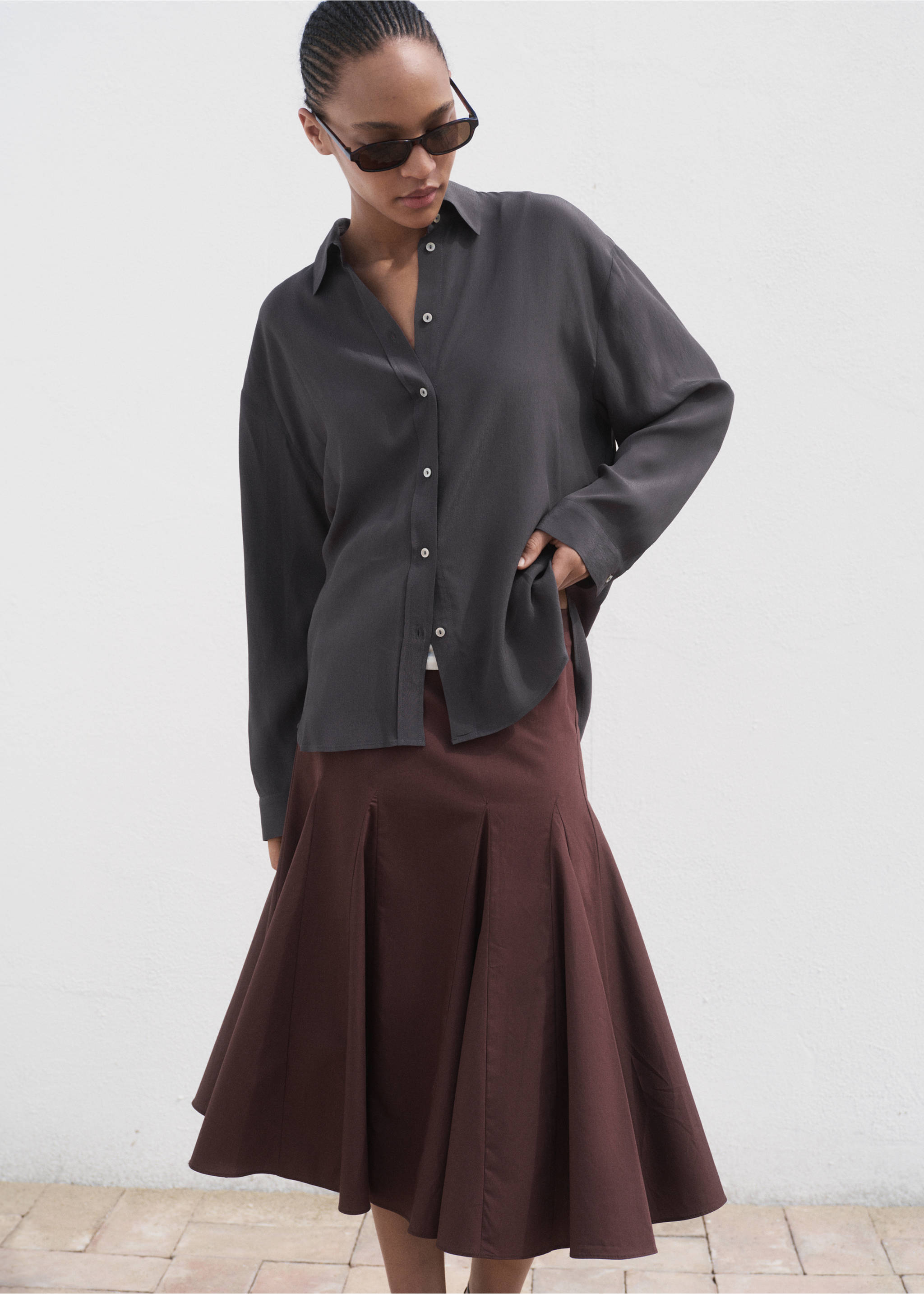 Oversize flowy shirt - Medium plane, Medium Grey. Ref: 17014090-00.