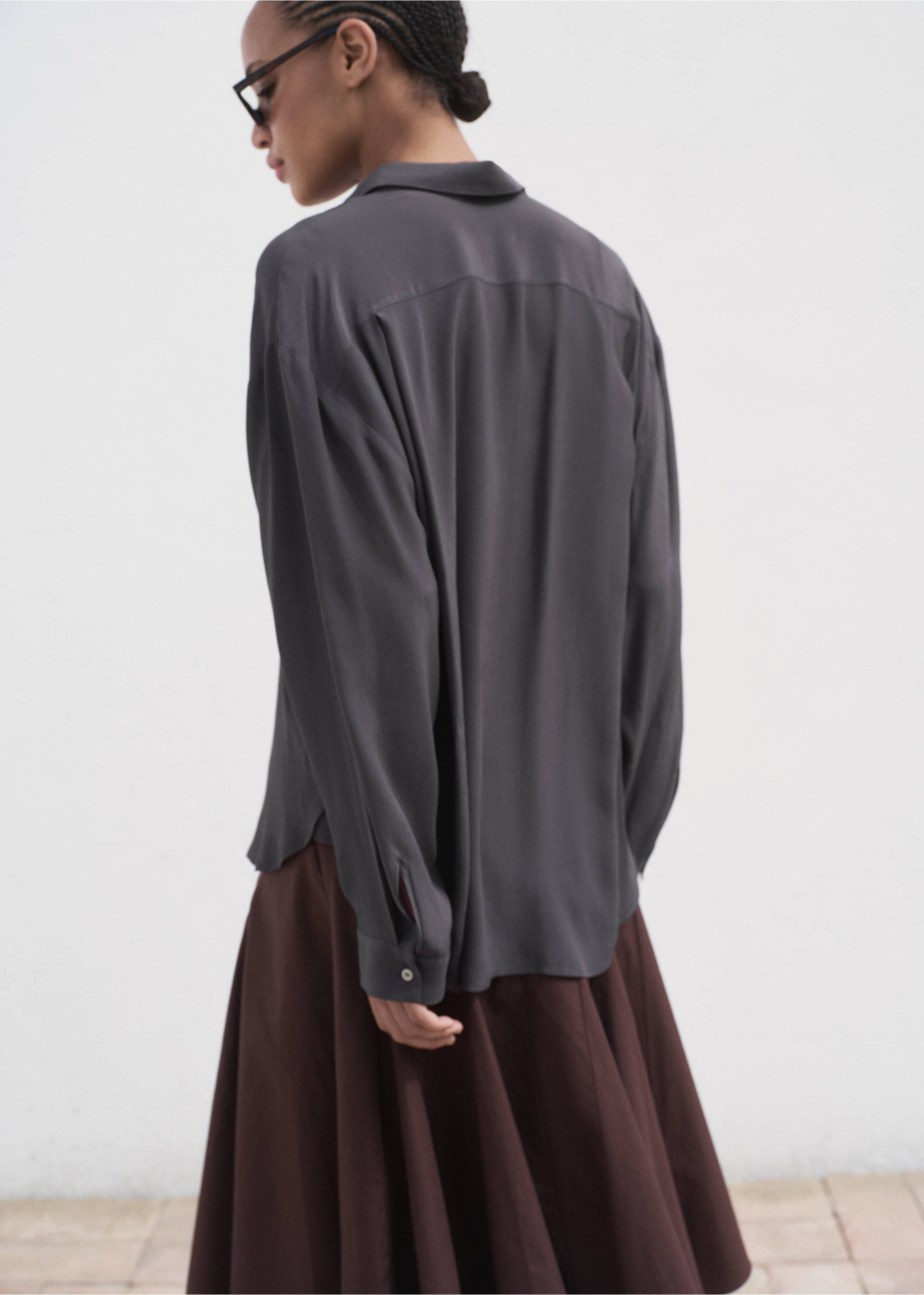 Oversize flowy shirt - Reverse of the article, Medium Grey. Ref: 17014090-00.