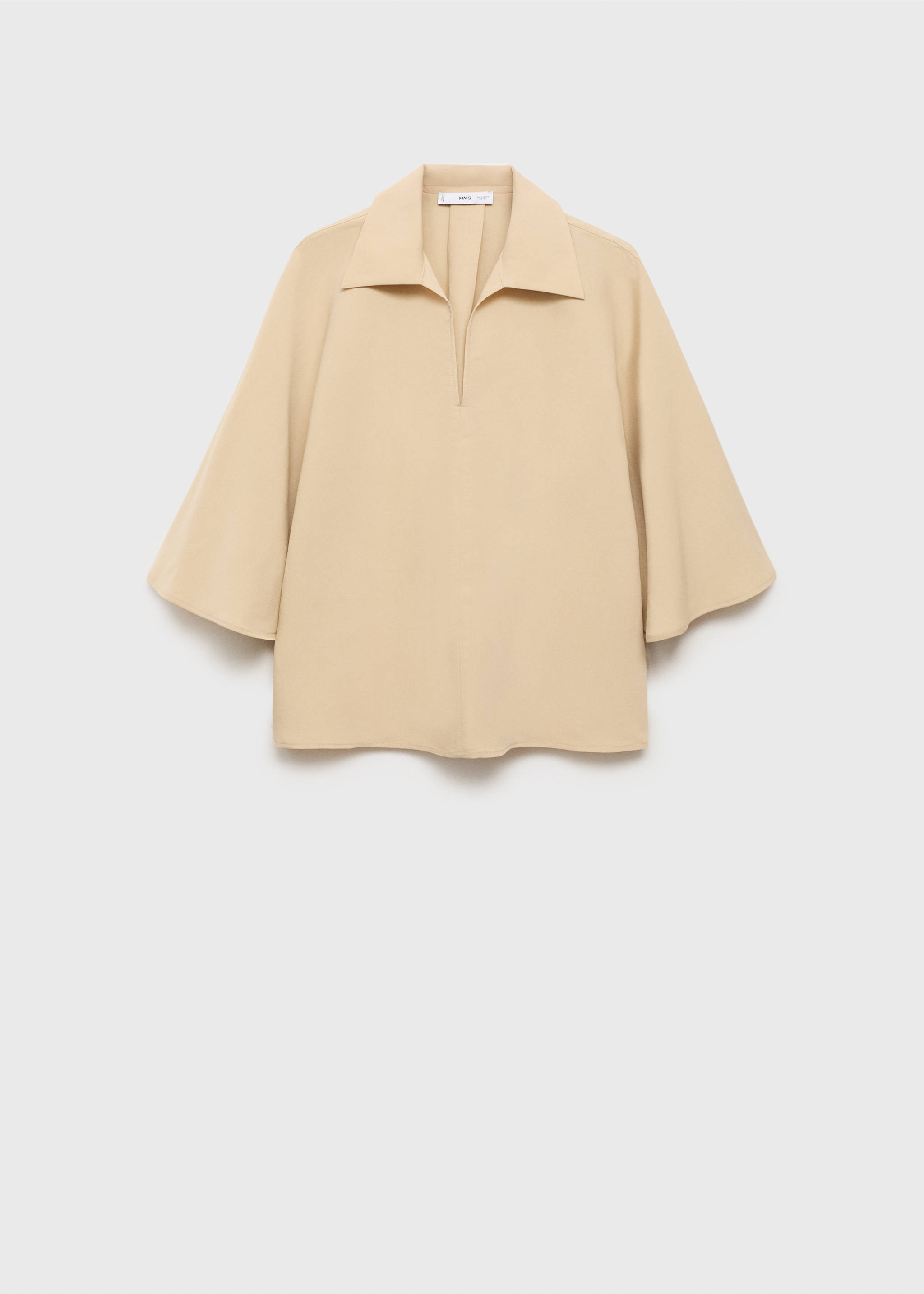 Oversized three-quarter sleeve shirt - Article without model, Sand. Ref: 17014091-00.