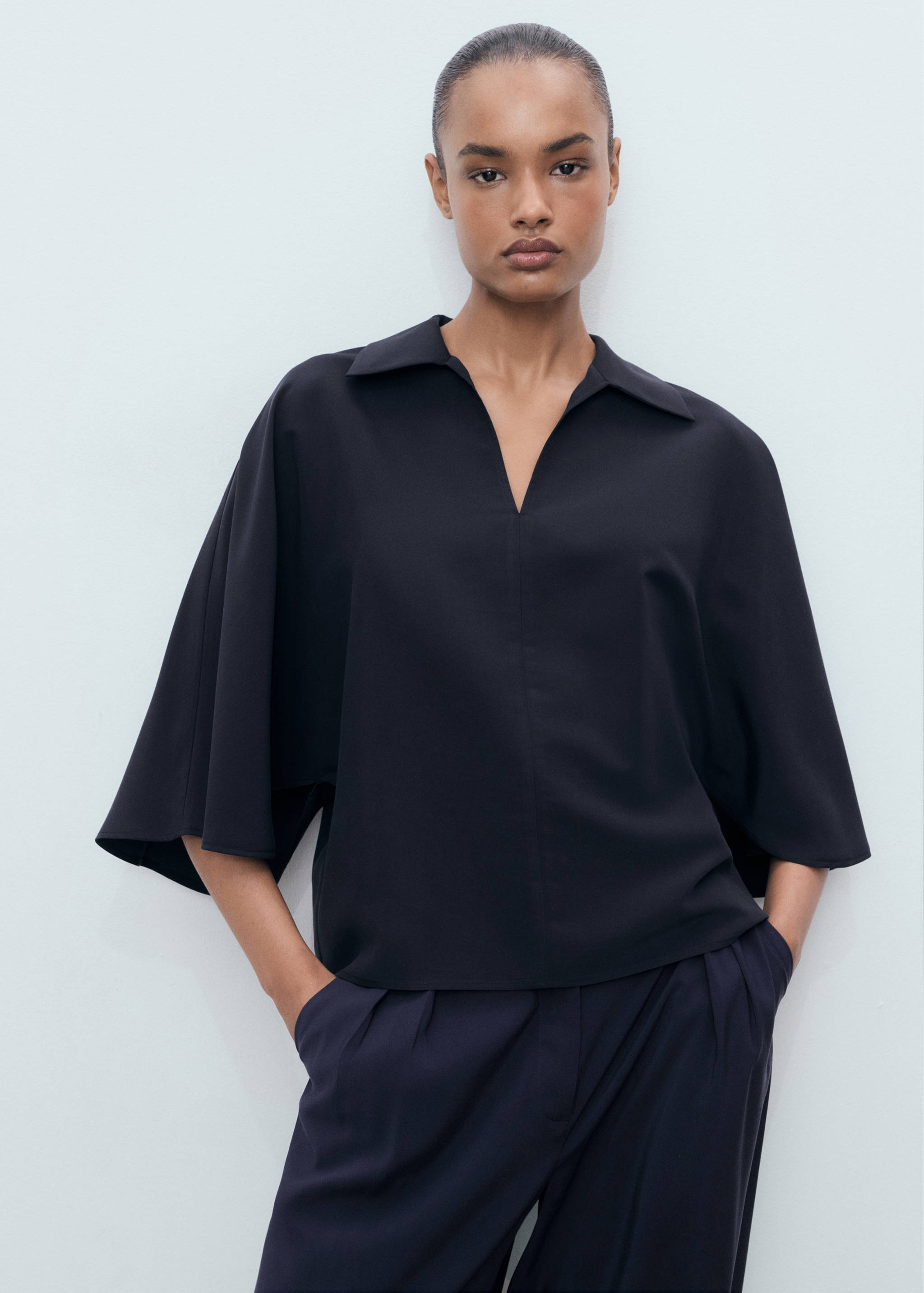 Oversized three-quarter sleeve shirt - Medium plane