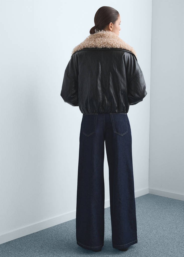 Wide leg pleated jeans — Dark Blue