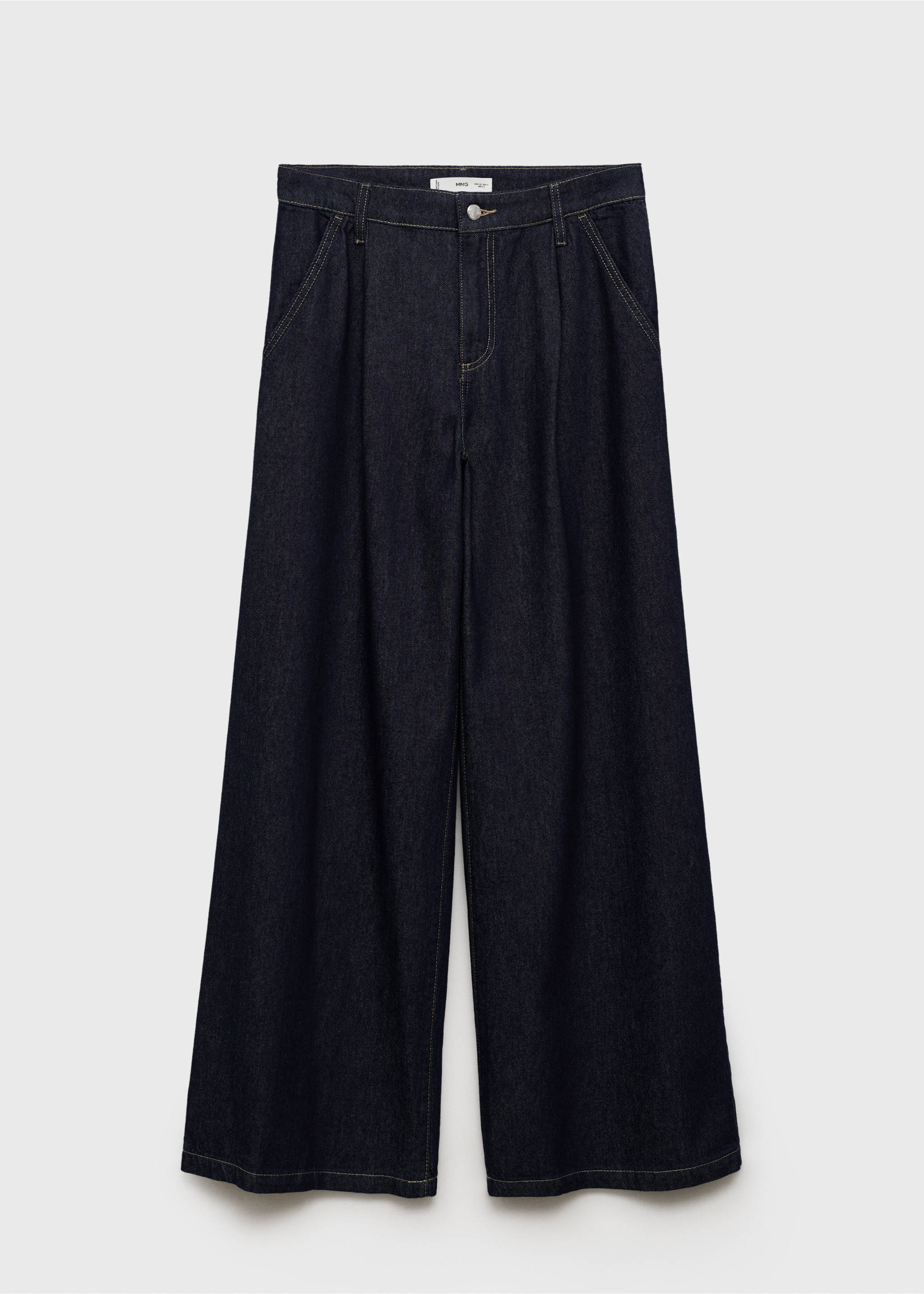 Широкие джинсы wide leg с защипами - Изделие без модели, Темно-синий. Ref: 17014096-00.