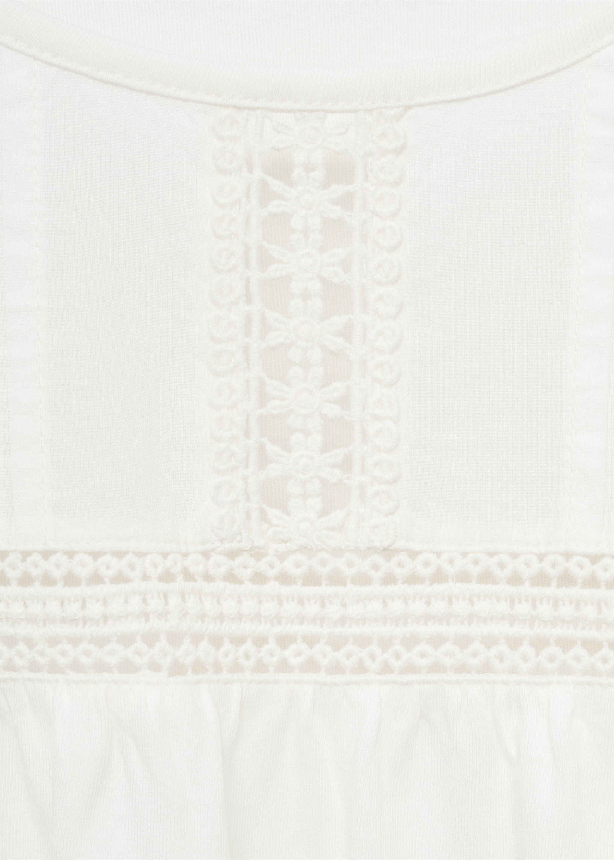 T-shirt coton détails ajourés - Détail de l'article 0, Blanc cassé. Ref: 17014098-00.