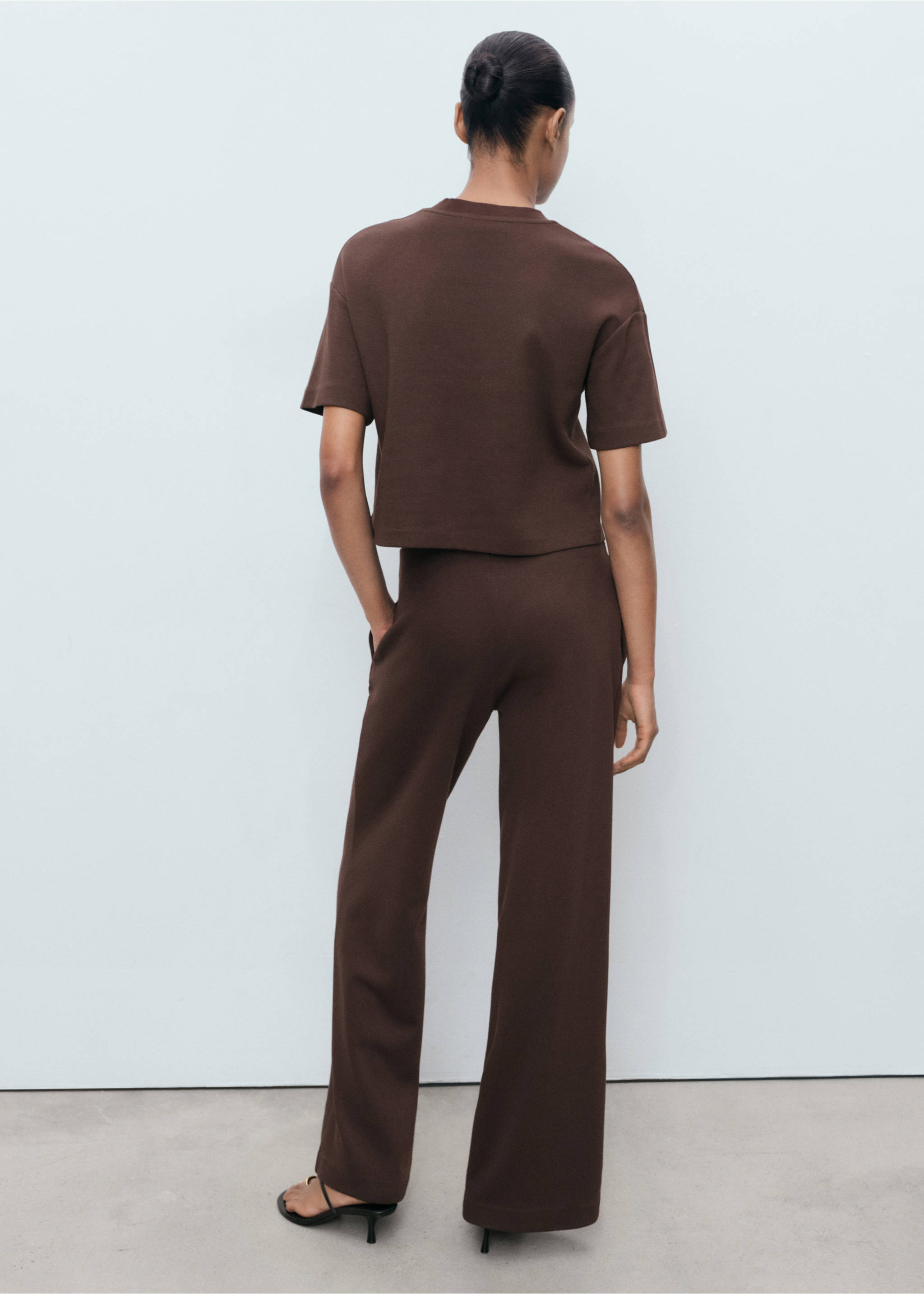 Cotton short-sleeved t-shirt - Reverse of the article, Brown. Ref: 17014099-00.