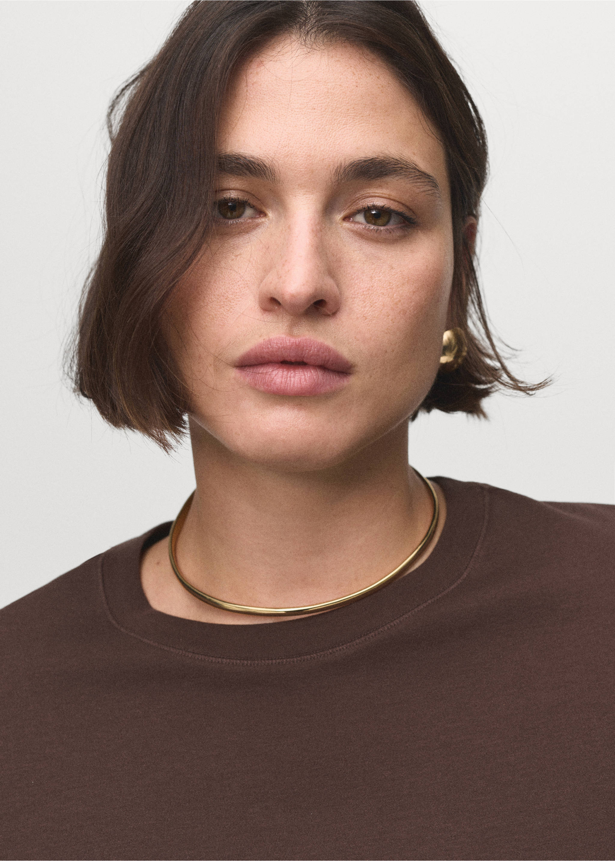 Cotton short-sleeved t-shirt - Details of the article 4, Brown. Ref: 17014099-00.