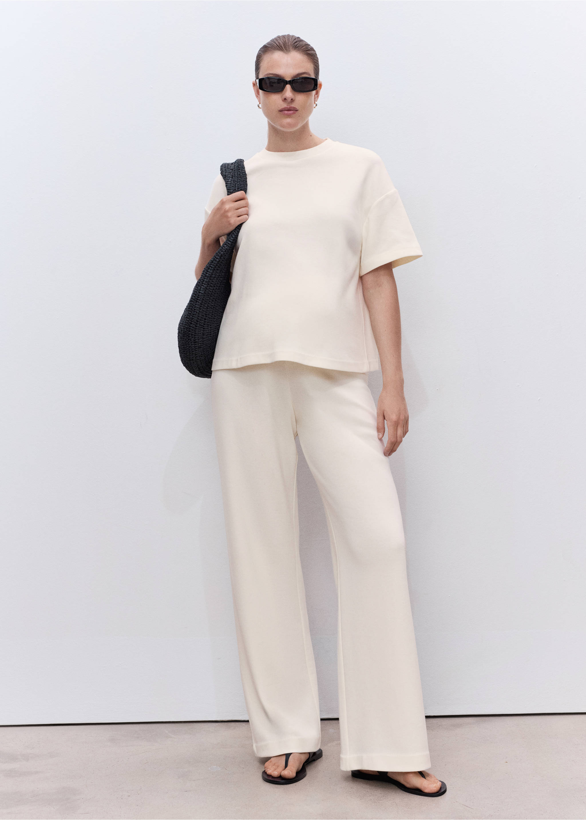 Cotton maternity t-shirt - General plane, Ecru. Ref: 17014100-00.