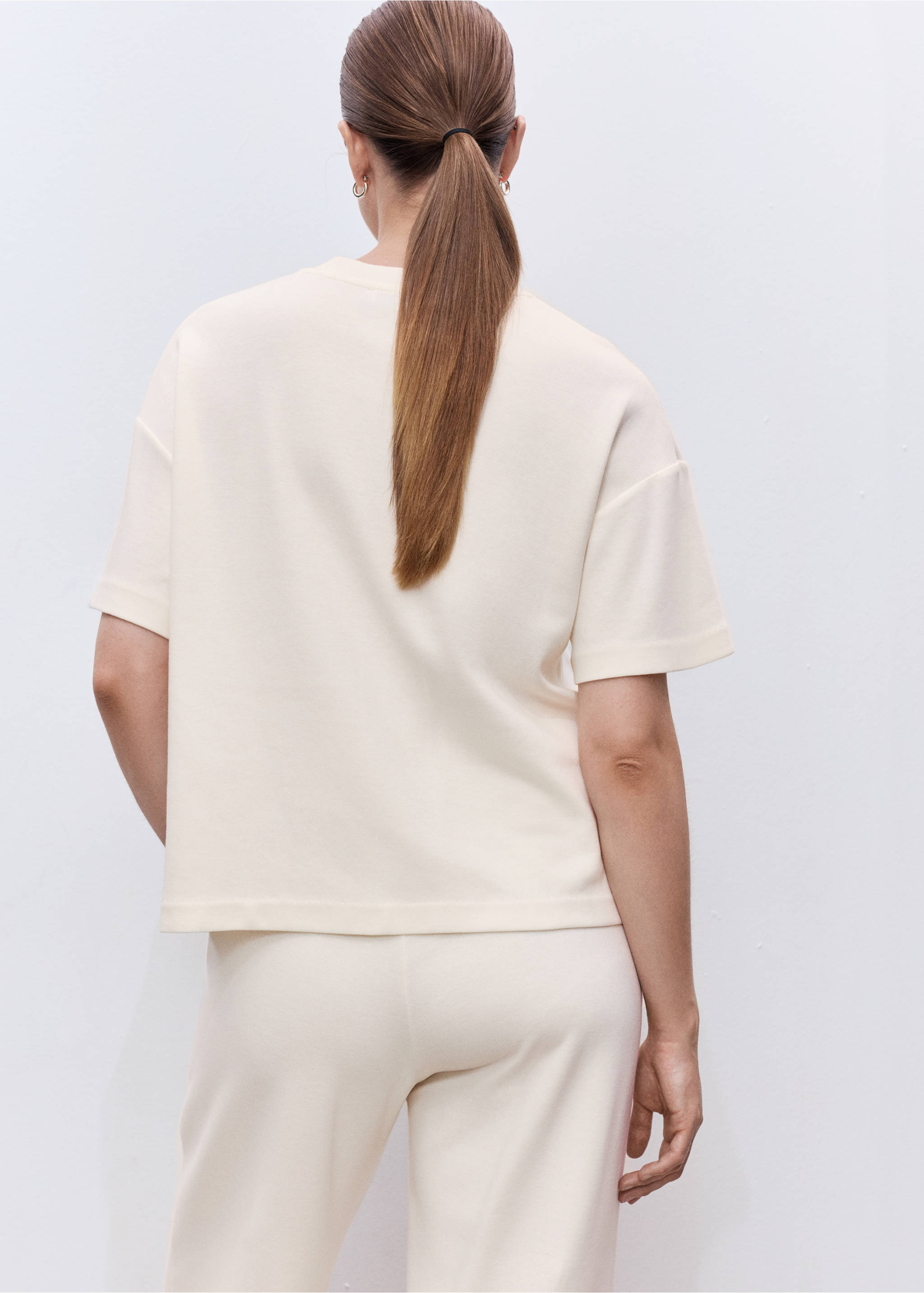 Cotton maternity t-shirt - Reverse of the article, Ecru. Ref: 17014100-00.