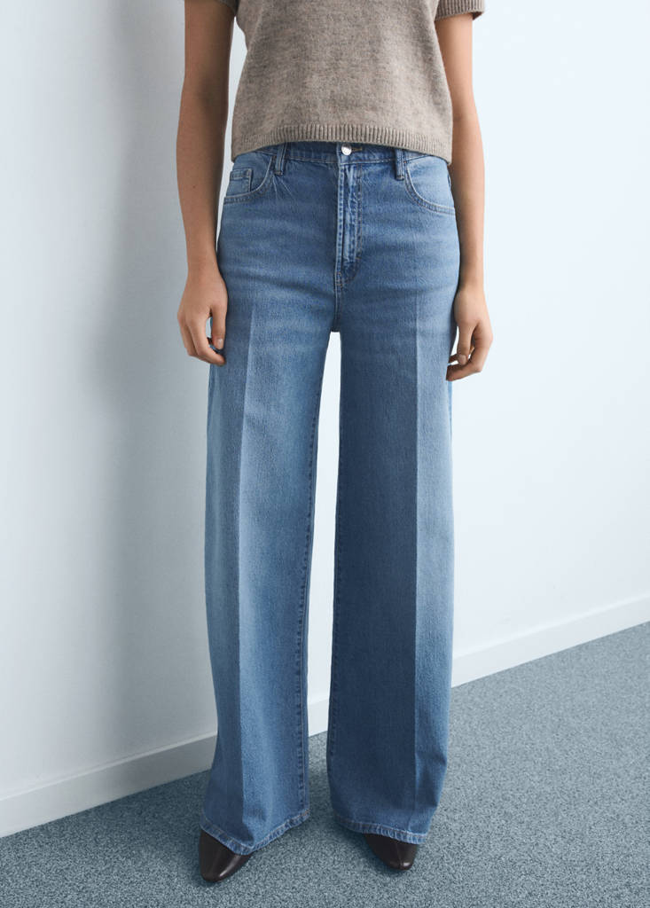 High-waisted wideleg jeans — Medium Blue