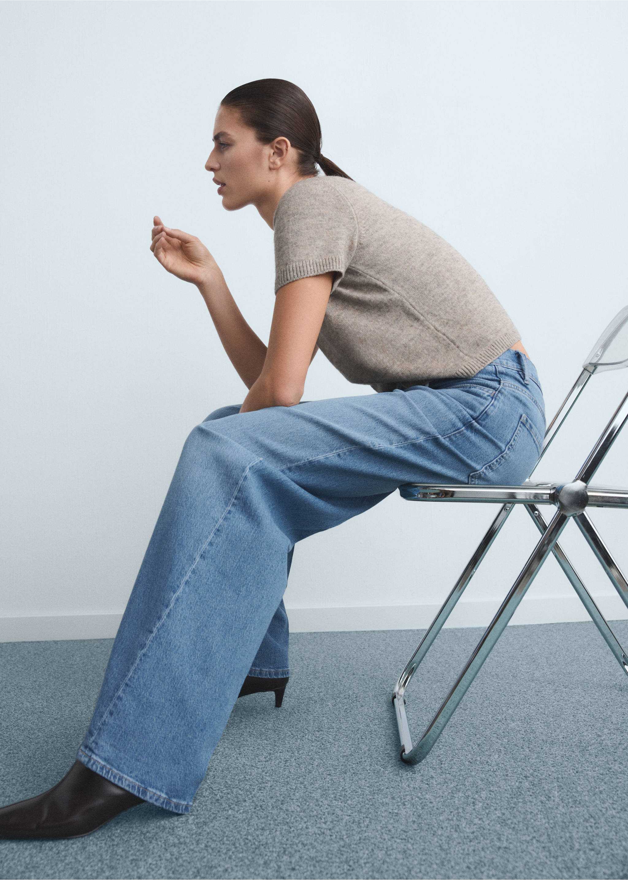 Jean large taille haute - Détail de l'article 2, Bleu moyen. Ref: 17014101-00.