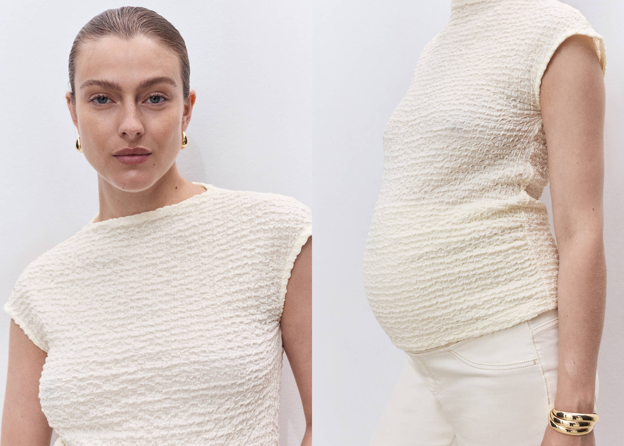 Crêpe cotton maternity top - Panoramic plane