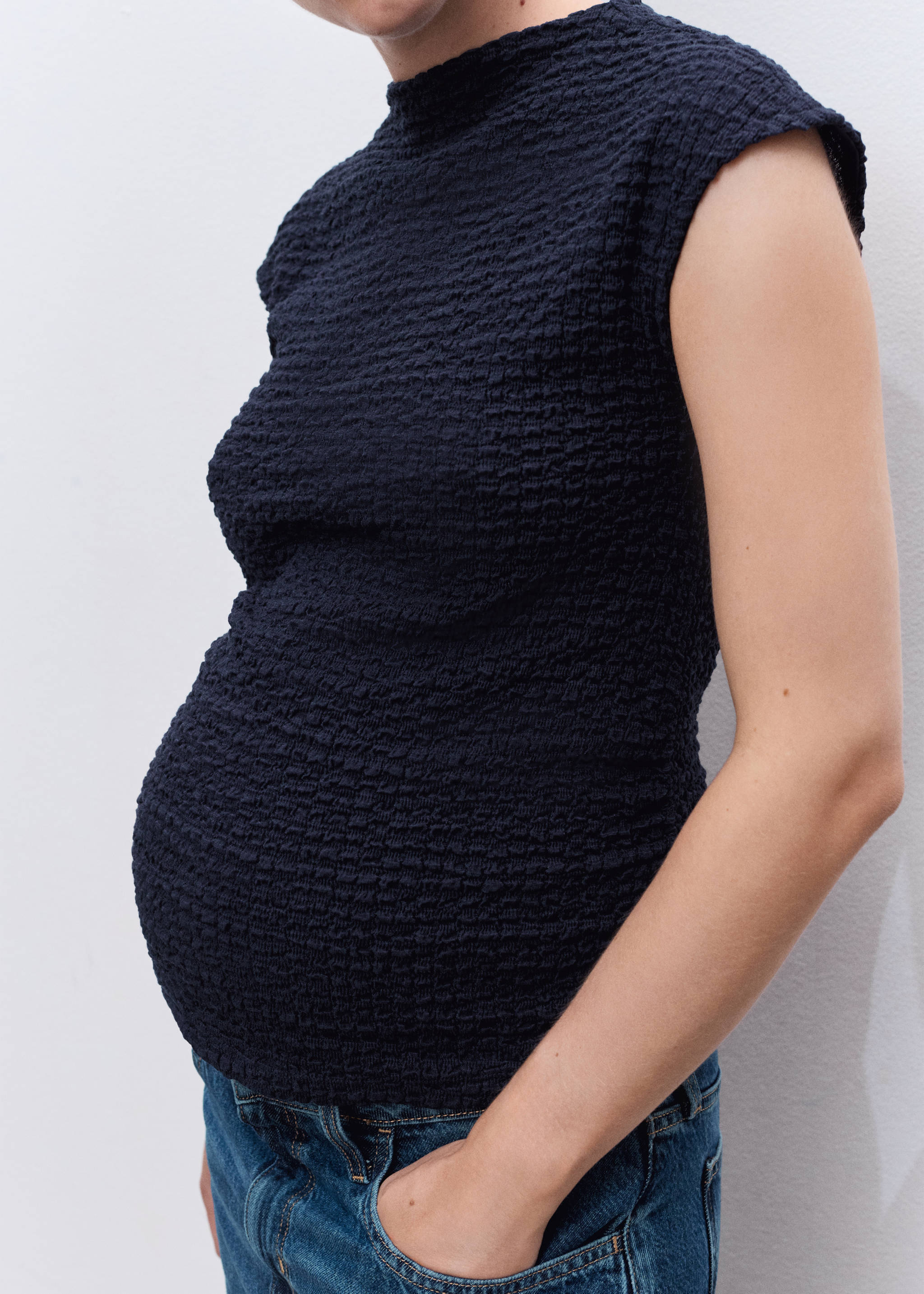 Crêpe cotton maternity top - Medium plane
