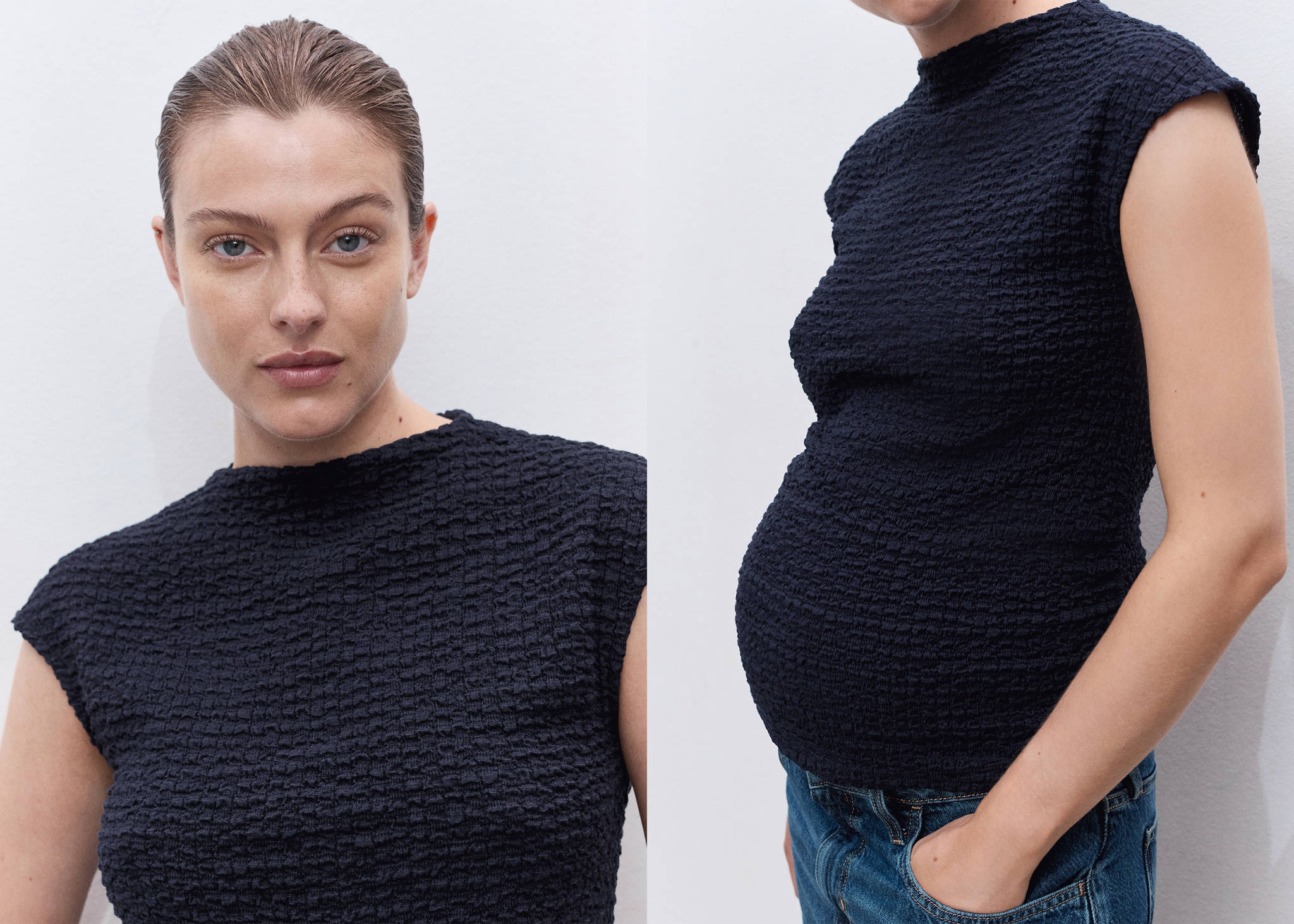 Crêpe cotton maternity top - Panoramic plane