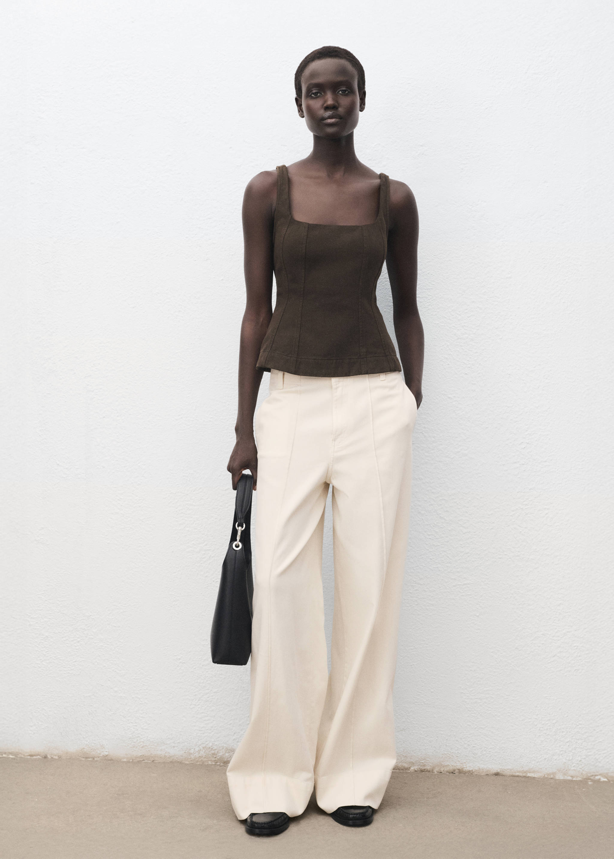 Pantalon denim large coutures - Plan général