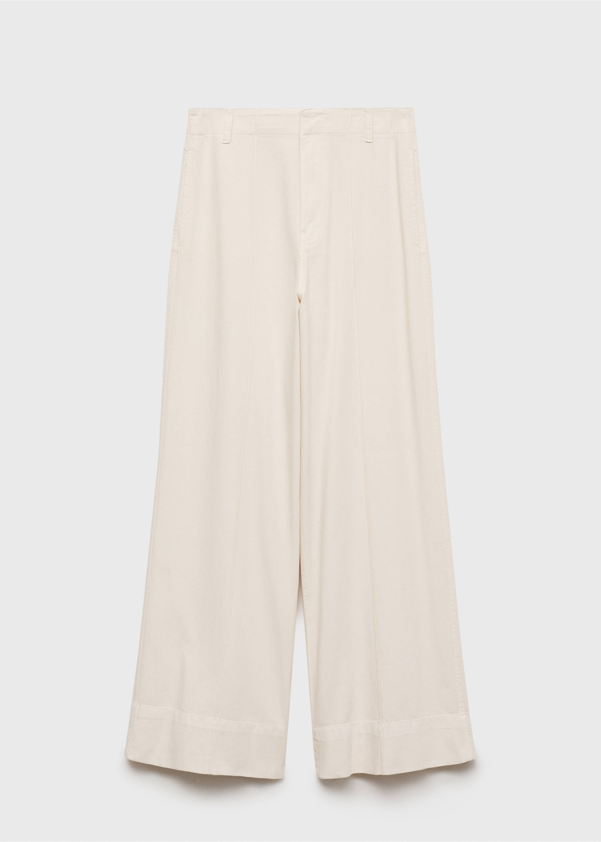 Wide leg denim pants with stitching - Article without model, Ecru. Ref: 17014103-00.