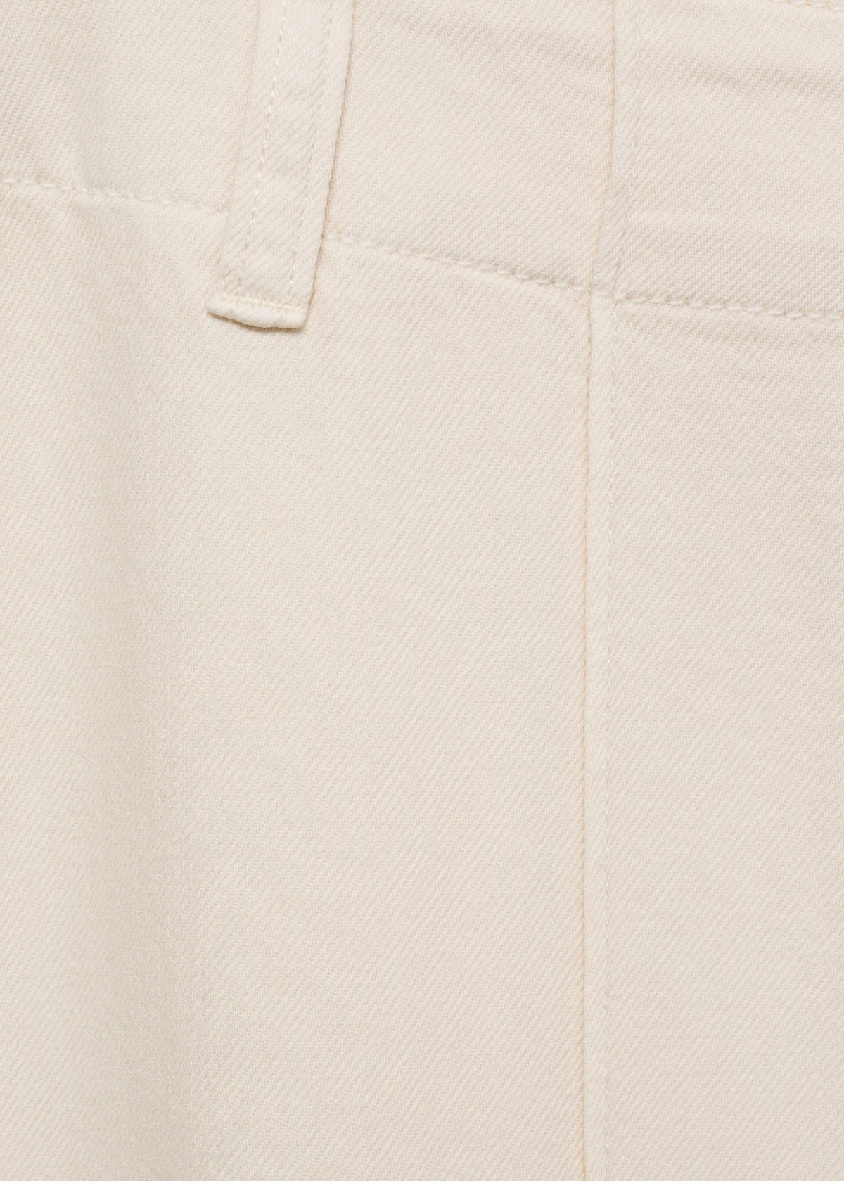 Wide leg denim pants with stitching — Ecru