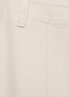Wide leg denim pants with stitching — Ecru 6