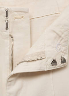 Wide leg denim pants with stitching — Ecru 7