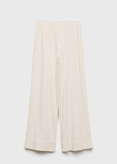 Wide leg denim pants with stitching — Ecru 5