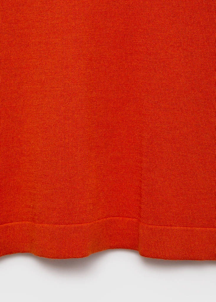 Short-sleeved fine-knit sweater — Dark Orange