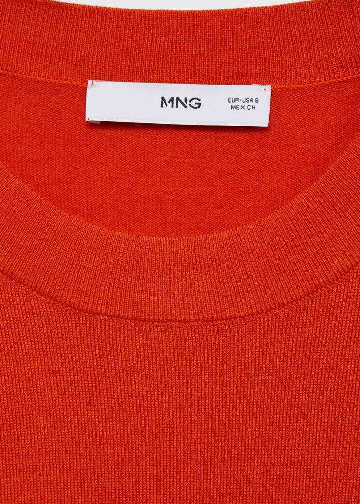 Short-sleeved fine-knit sweater — Dark Orange