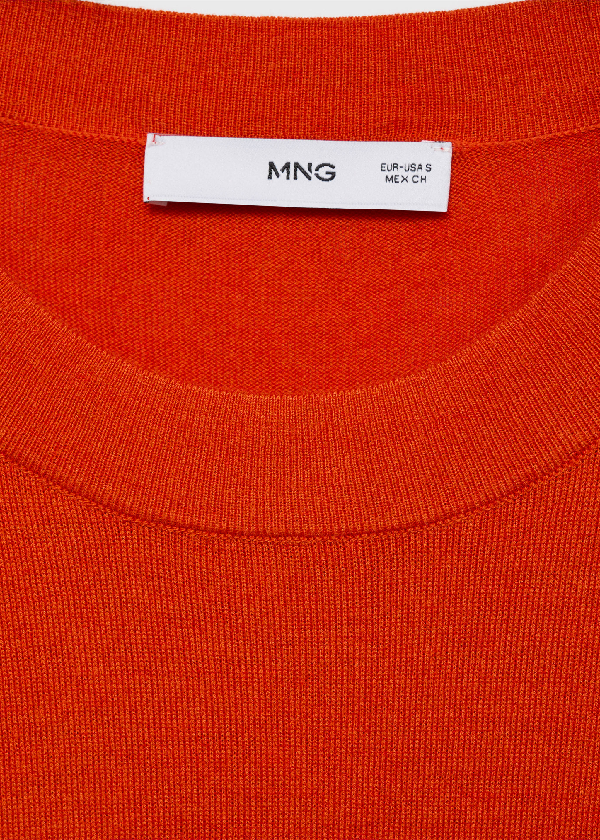 Short-sleeved fine-knit sweater - Details of the article 0, Dark Orange. Ref: 17014104-00.