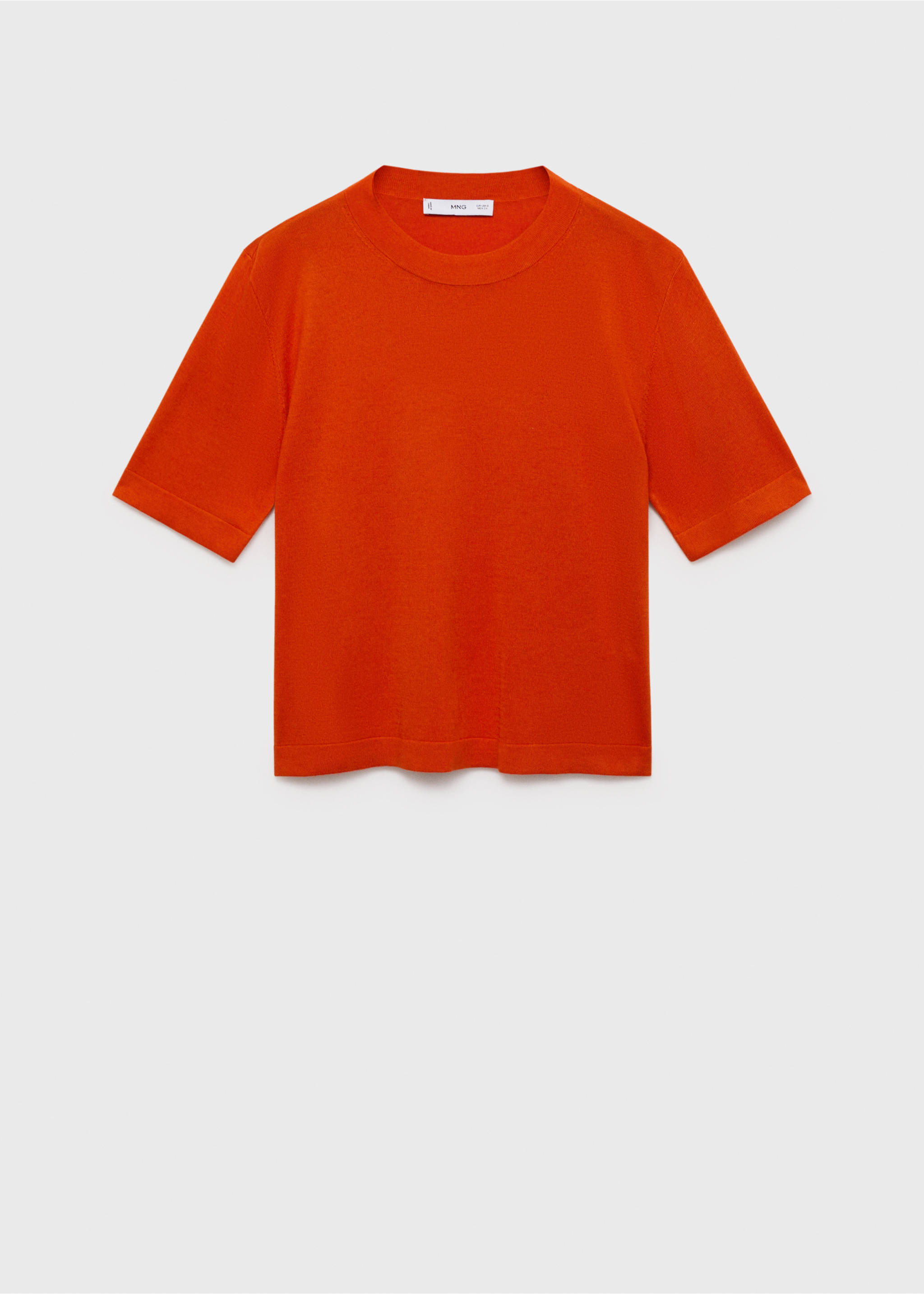 Short-sleeved fine-knit sweater - Article without model, Dark Orange. Ref: 17014104-00.