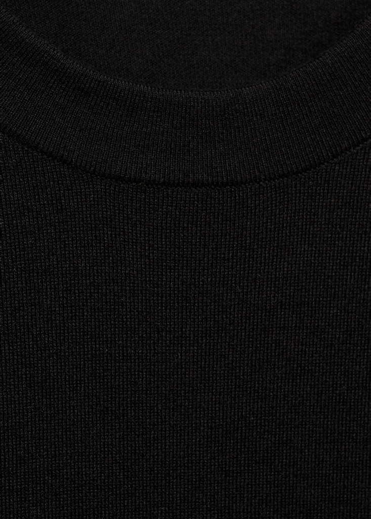 Short-sleeved fine-knit sweater — Black