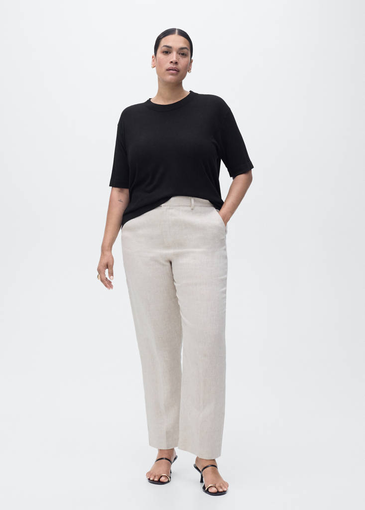 Short-sleeved fine-knit sweater — Black