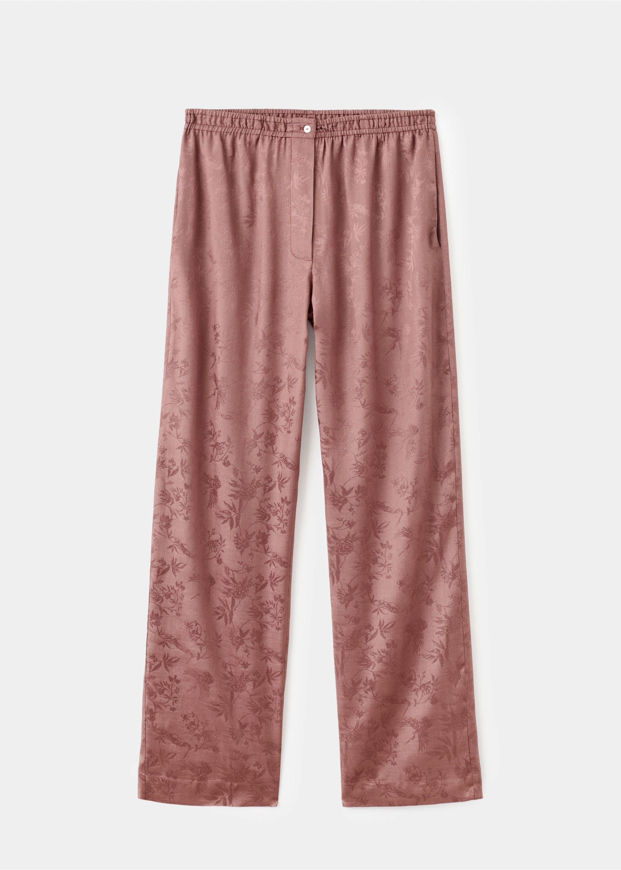 Jacquard satin pyjama trousers - Article without model, Brown. Ref: 17014109-00.