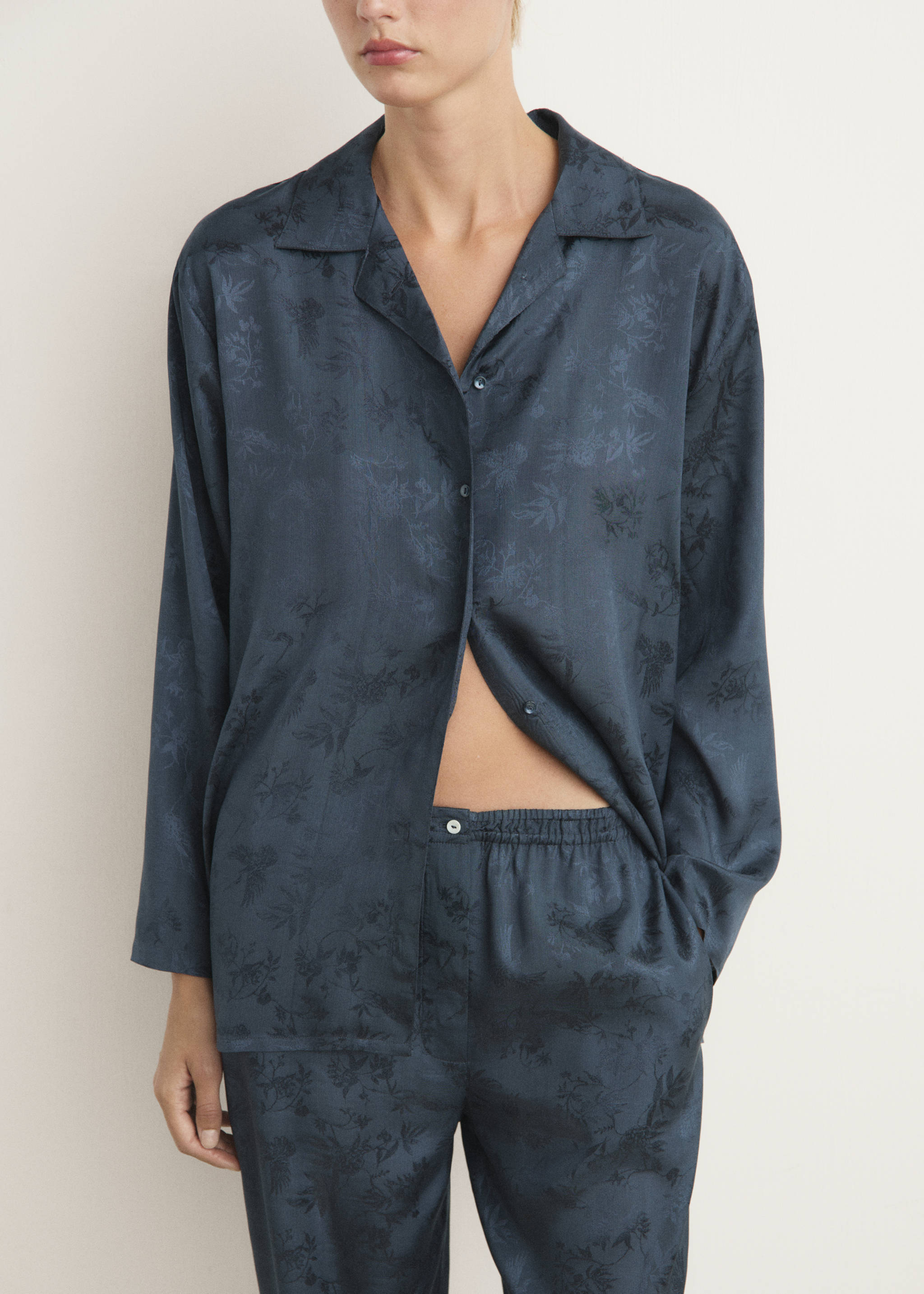 Jacquard satin pajama pants - Medium plane