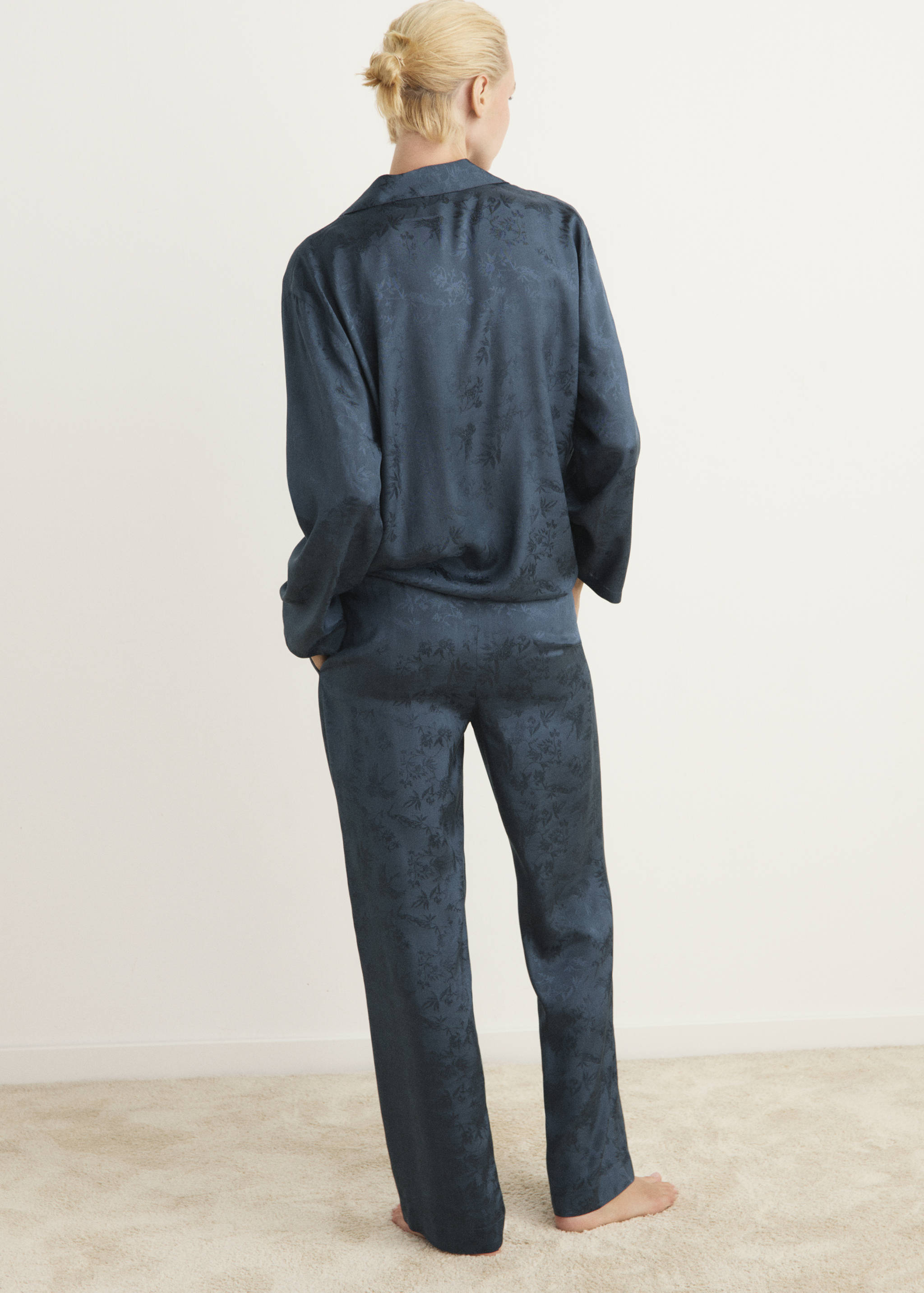 Jacquard satin pajama pants - Reverse of the article