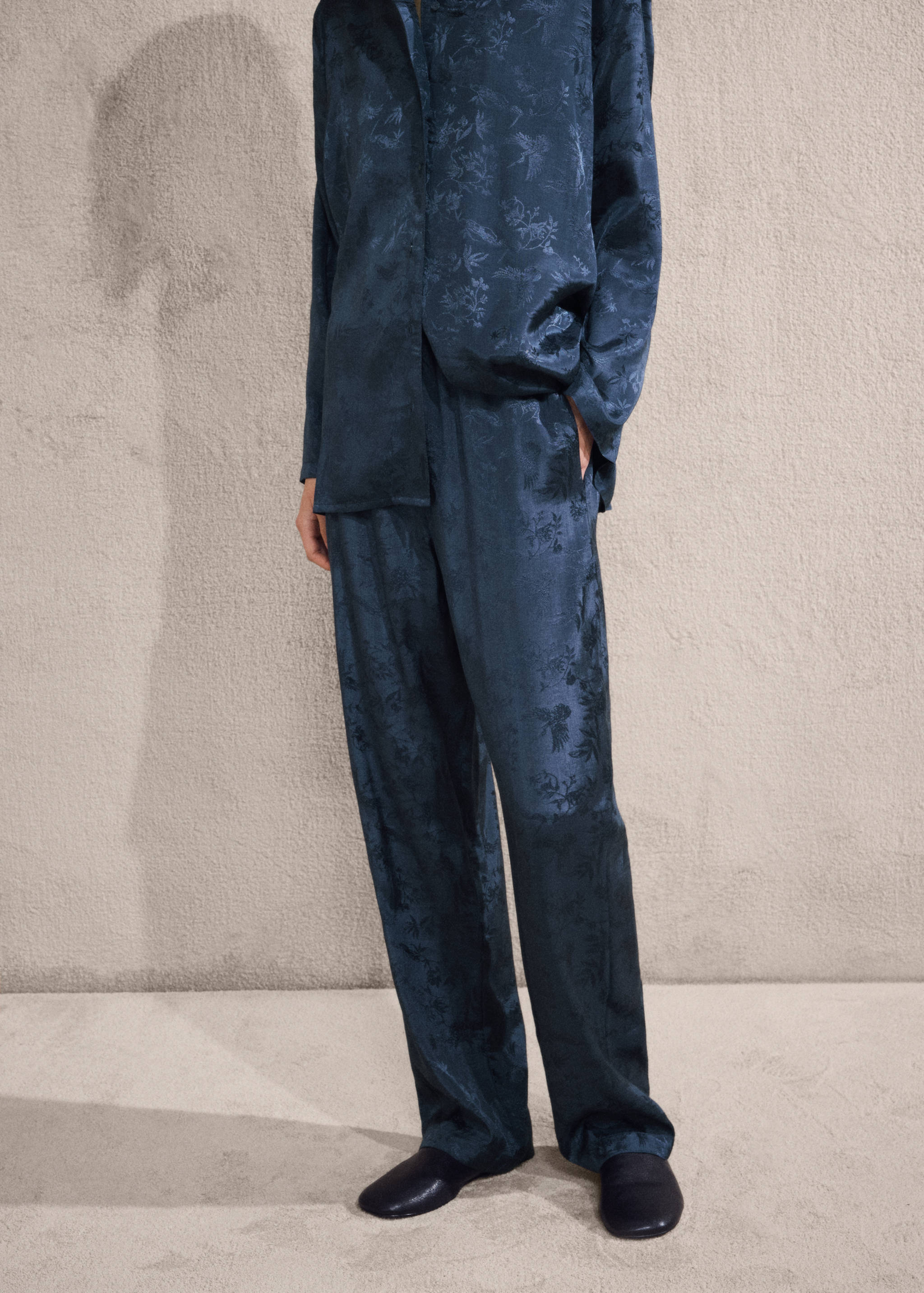 Mango Jakar saten pijama pantolon görsel 8