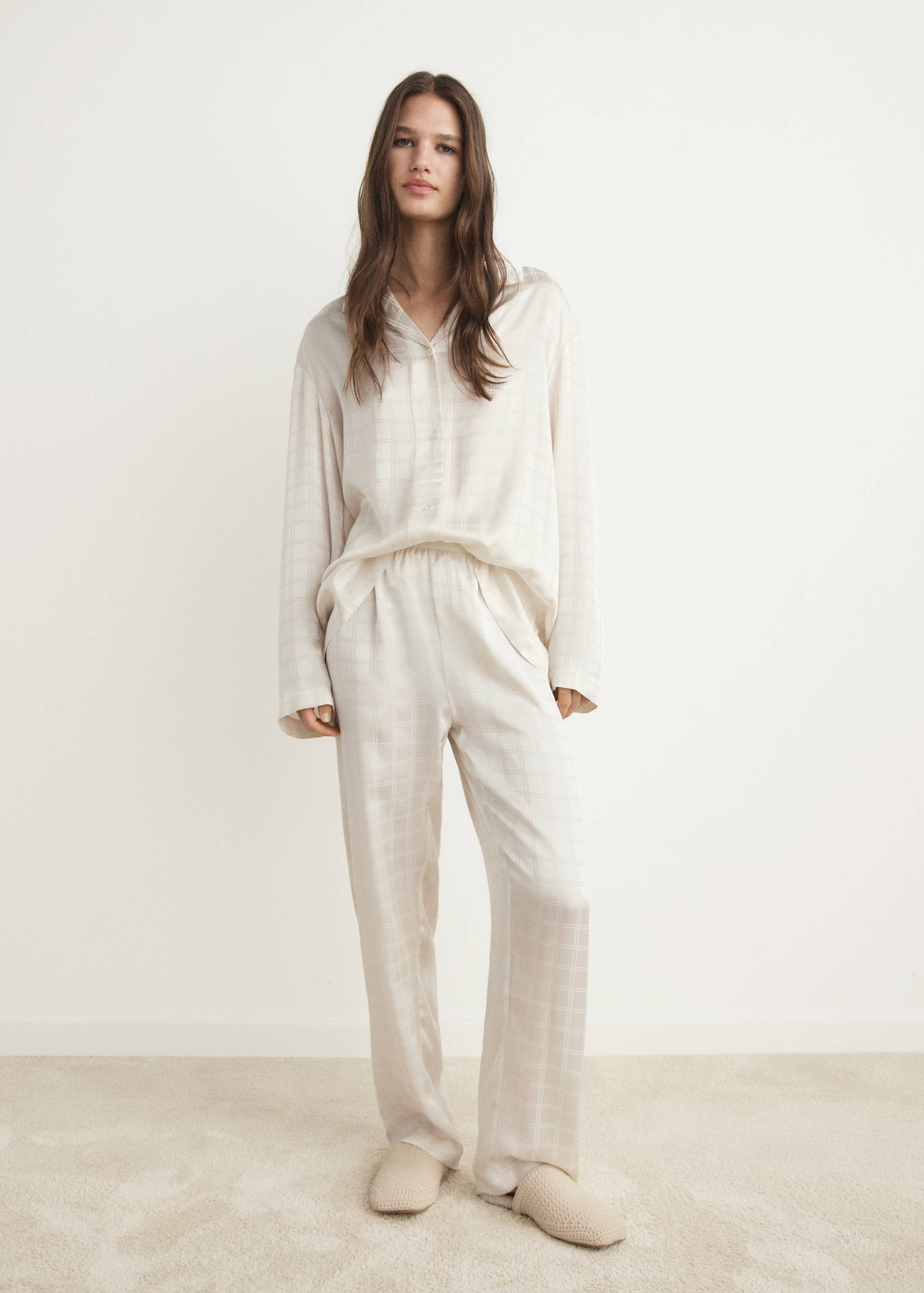 Pyjamasbyxor med rayon-rutor - Allmän bild