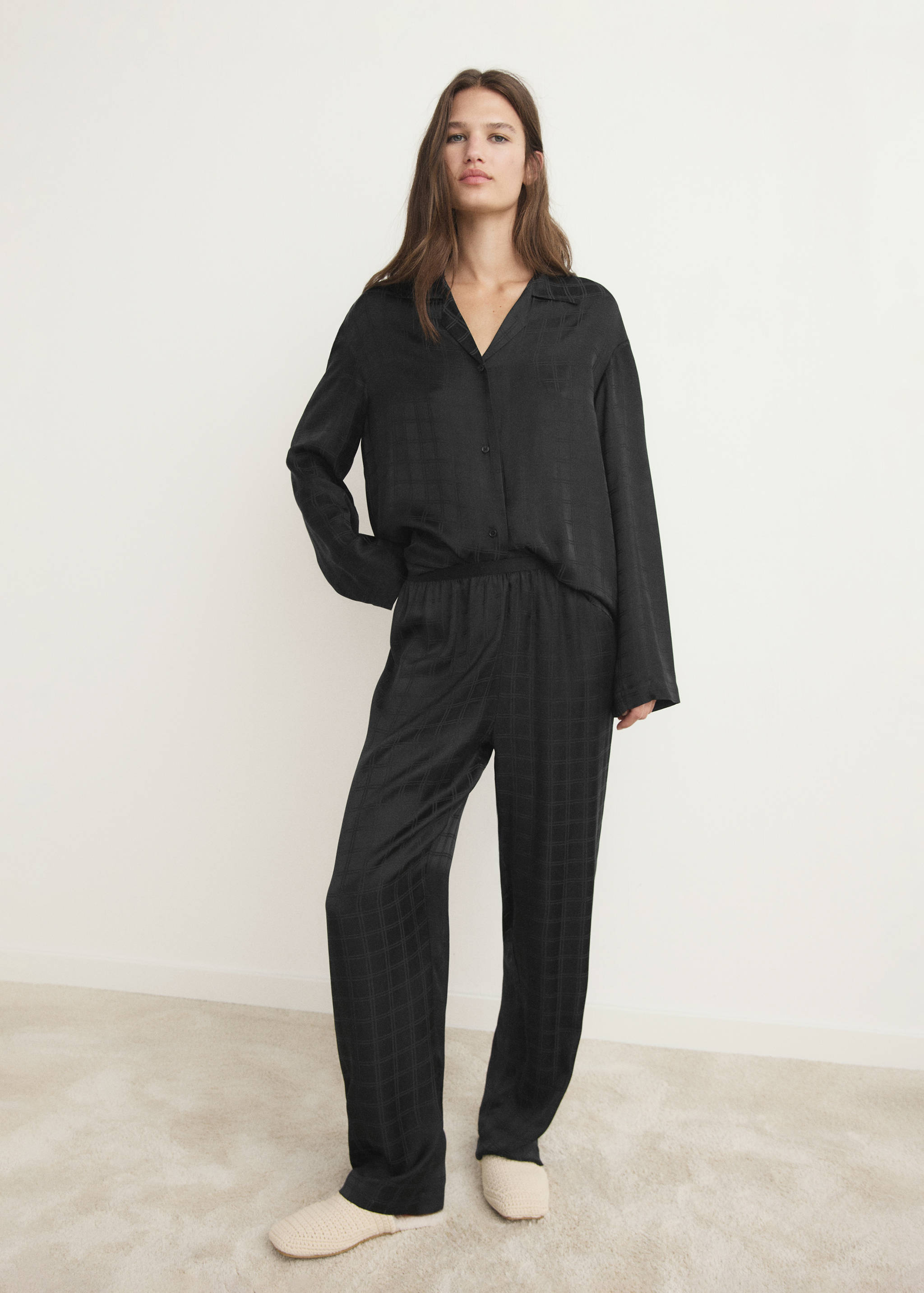 Pyjamasbyxor med rayon-rutor - Allmän bild