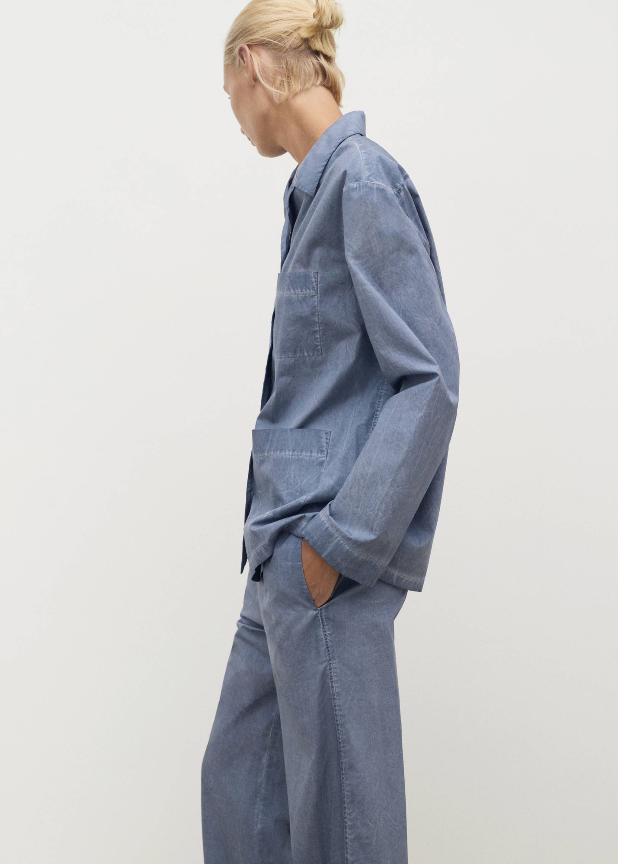 Garment-dyed cotton long trousers - Details of the article 1
