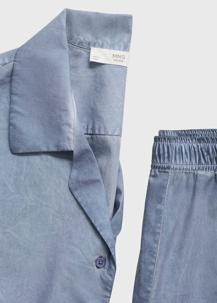 Garment-dyed cotton long trousers — Ink Blue