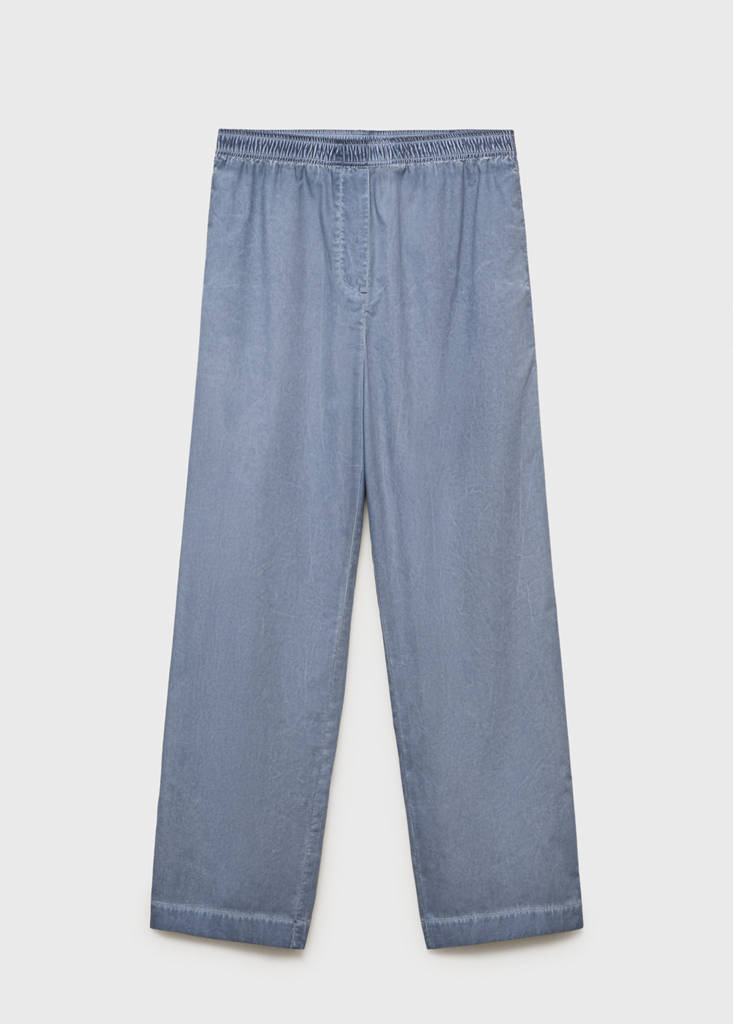 Garment-dyed cotton long trousers — Ink Blue