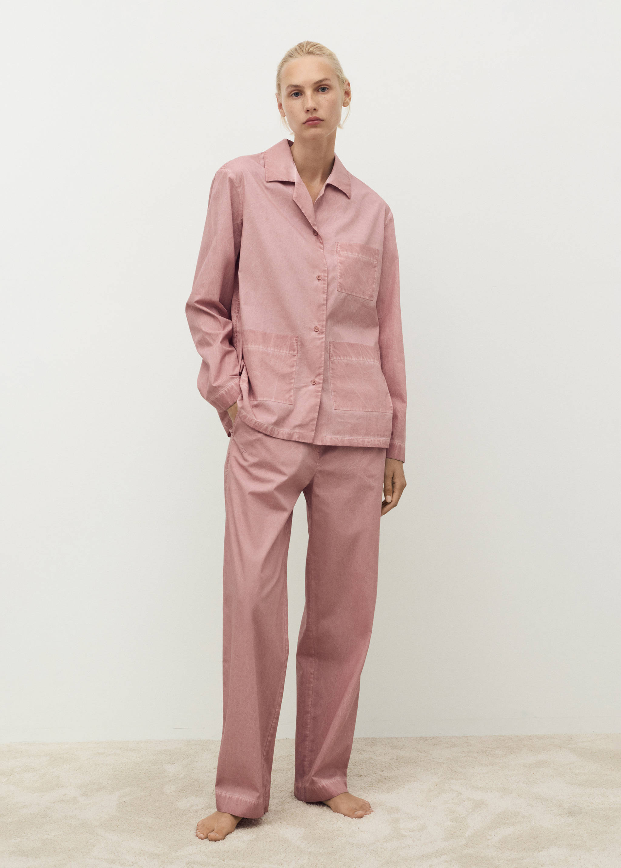 Långbyxor i bomull garment dye - Allmän bild