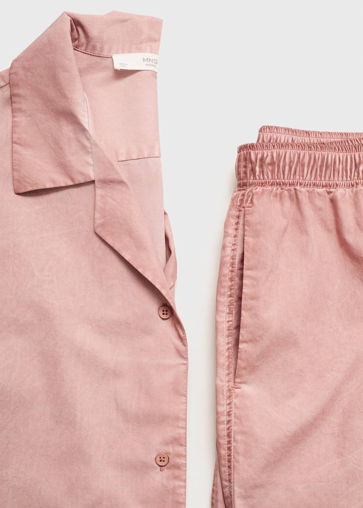 Garment-dyed cotton long trousers — Medium Pink
