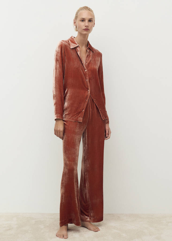 Silk velvet trousers — Burnt Orange